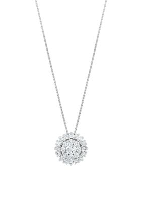 Belk & Co 1 ct. t.w. Lab Grown Diamond Pendant with 18" Box Chain in Sterling Silver, White, 18 in