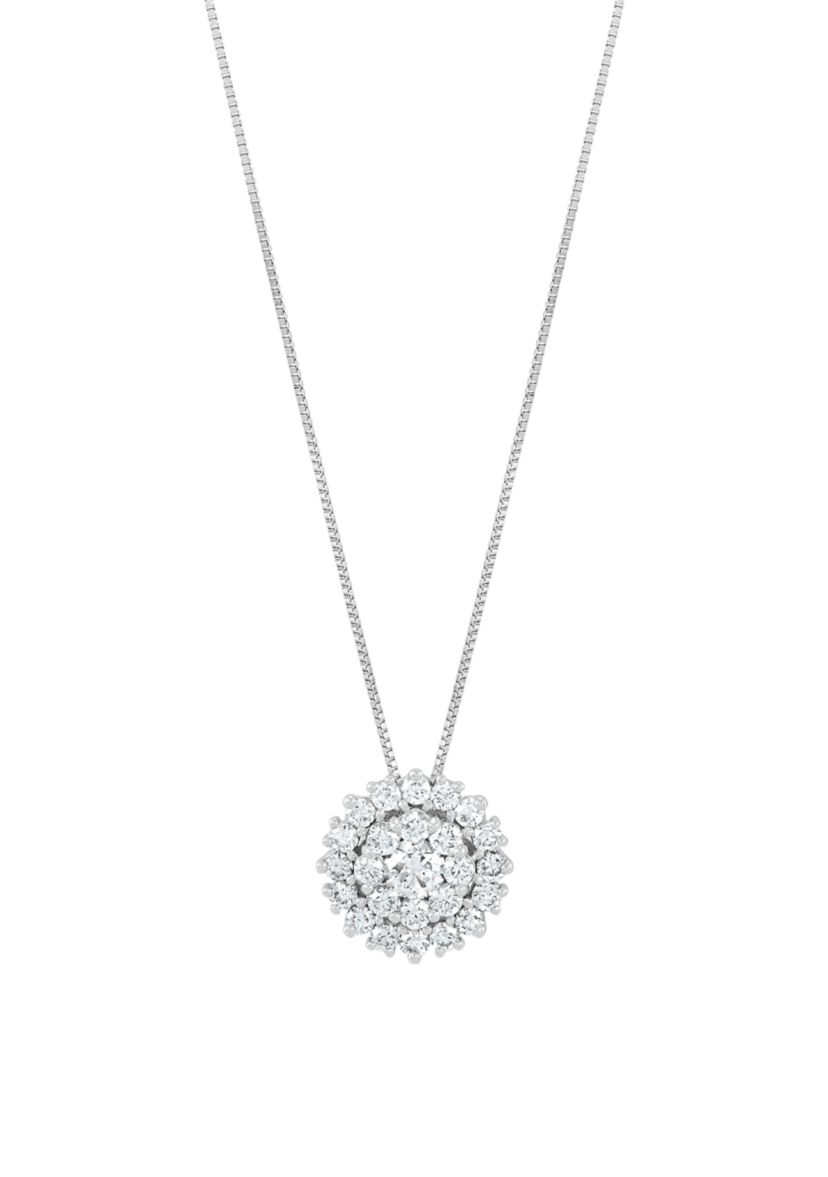  1 ct. t.w. Lab Grown Diamond Pendant with 18" Box Chain in Sterling Silver