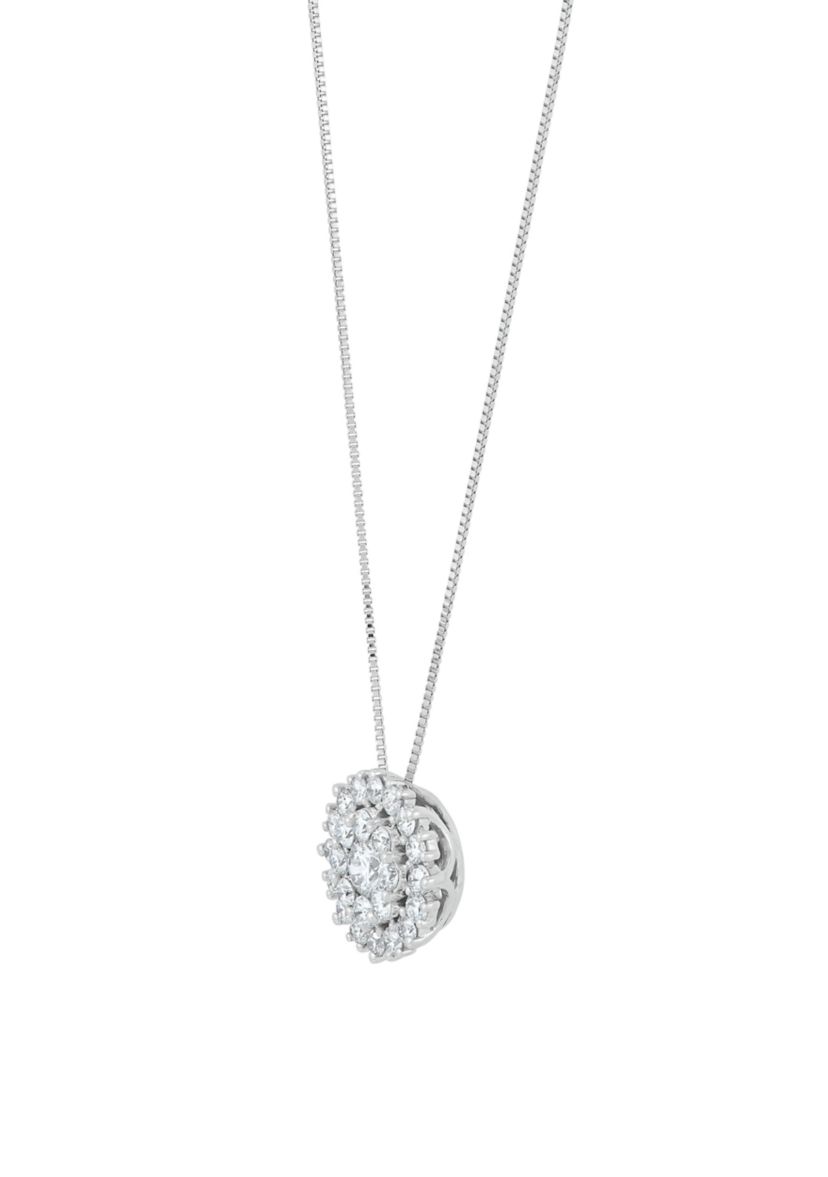  1 ct. t.w. Lab Grown Diamond Pendant with 18" Box Chain in Sterling Silver