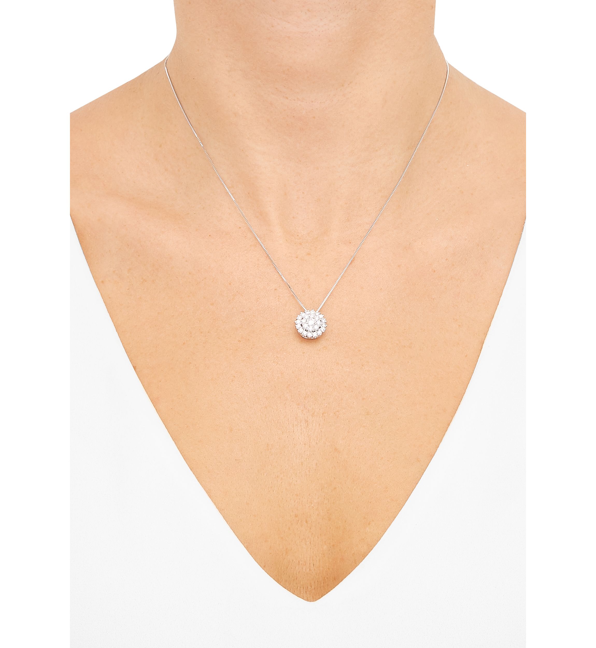 1 ct. t.w. Lab Grown Diamond Pendant with 18" Box Chain in Sterling Silver