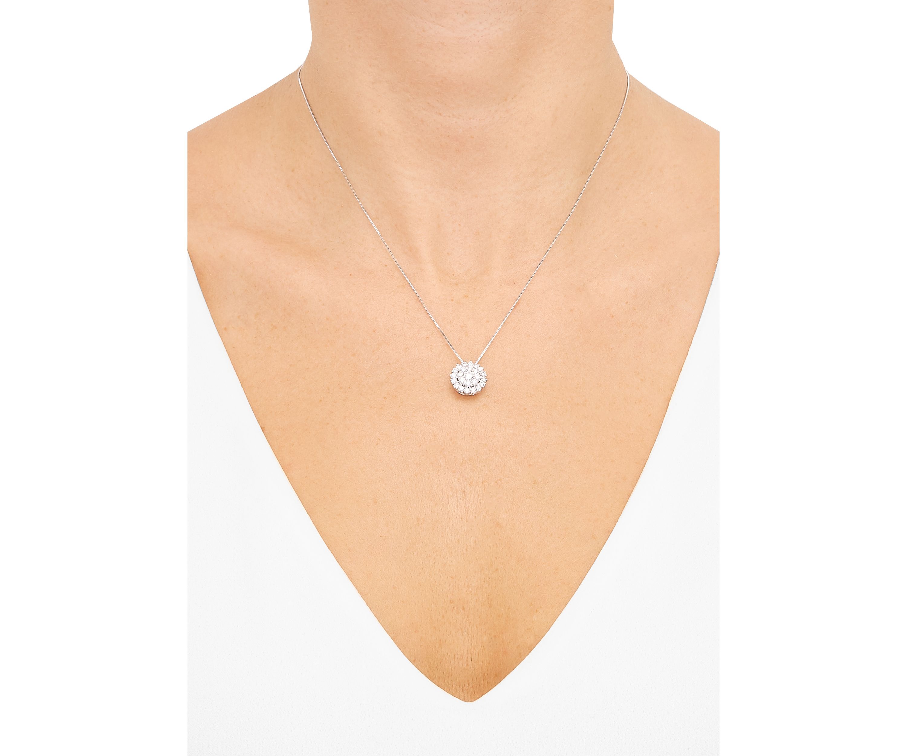  1 ct. t.w. Lab Grown Diamond Pendant with 18" Box Chain in Sterling Silver
