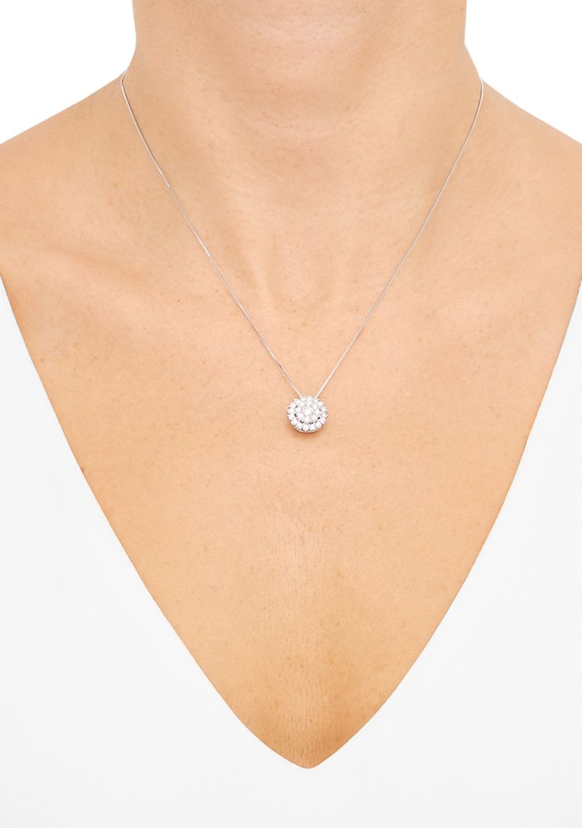 1 ct. t.w. Lab Grown Diamond Pendant with 18" Box Chain in Sterling Silver