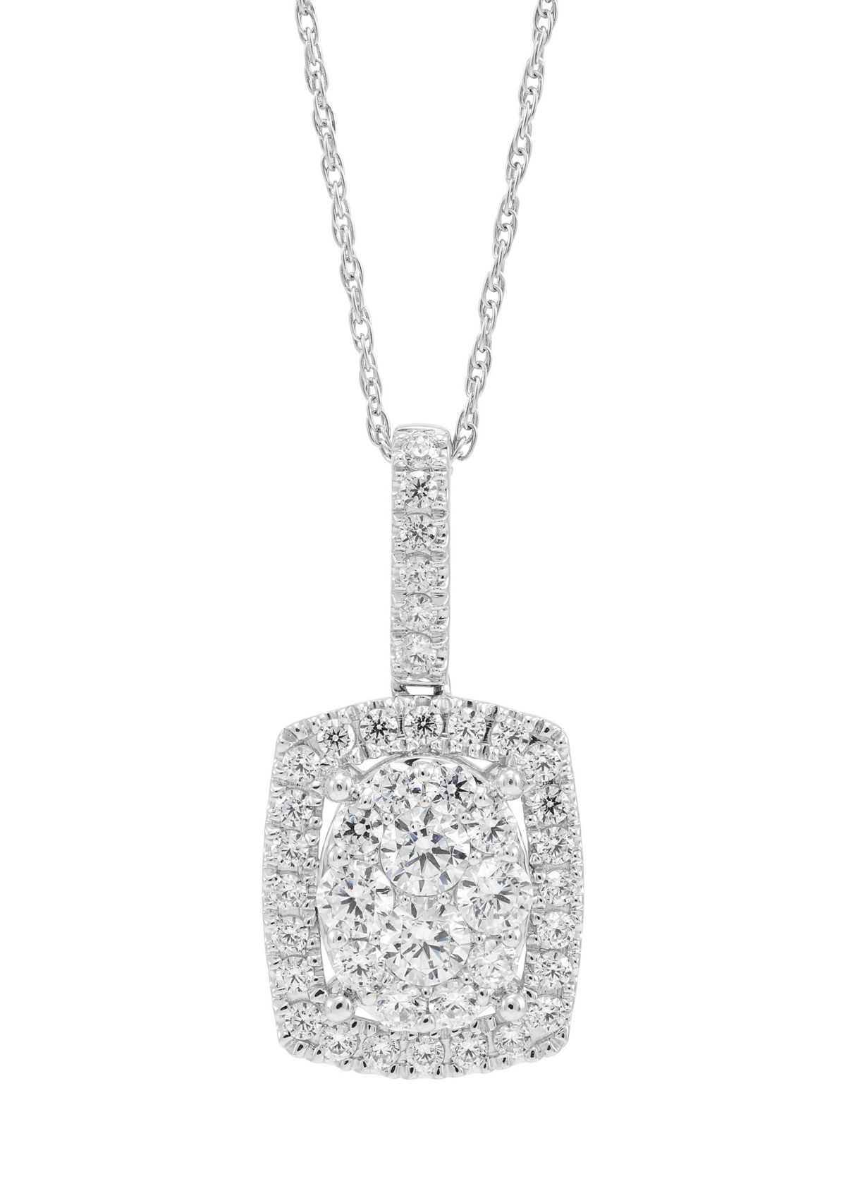  1 ct. t.w. Lab Created Diamond Pendant with 18" Box Chain in 10K White Gold