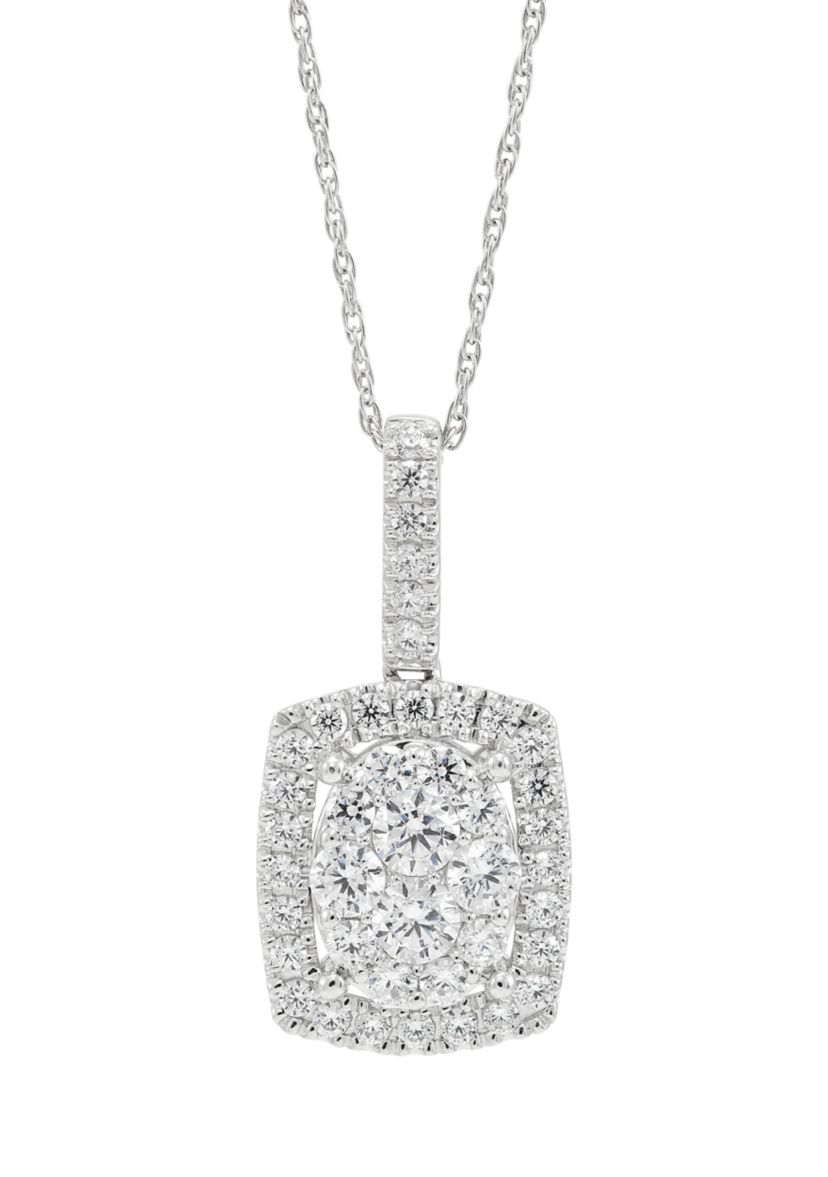  1 ct. t.w. Lab Created Diamond Pendant with 18" Box Chain in 10K White Gold