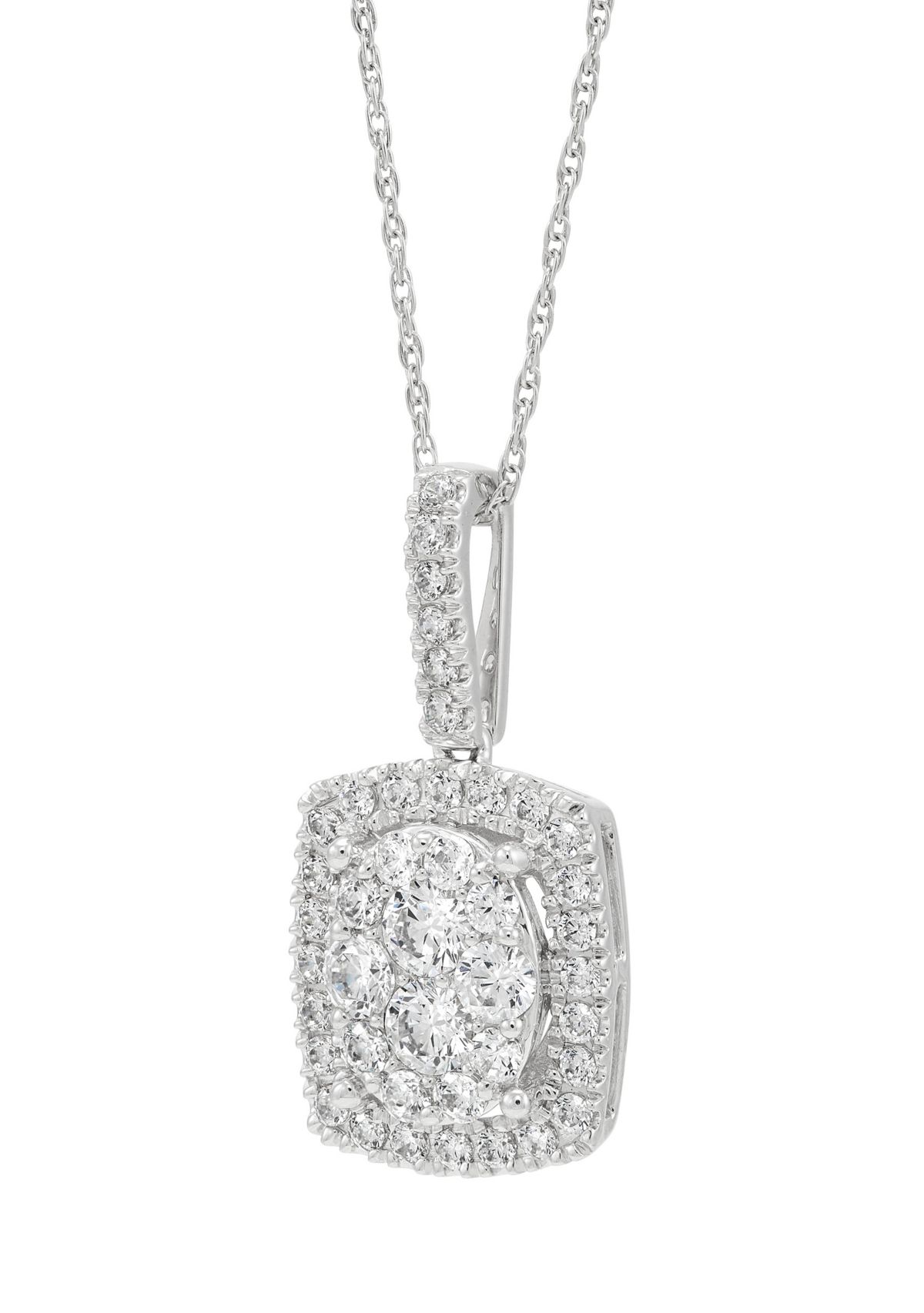  1 ct. t.w. Lab Created Diamond Pendant with 18" Box Chain in 10K White Gold