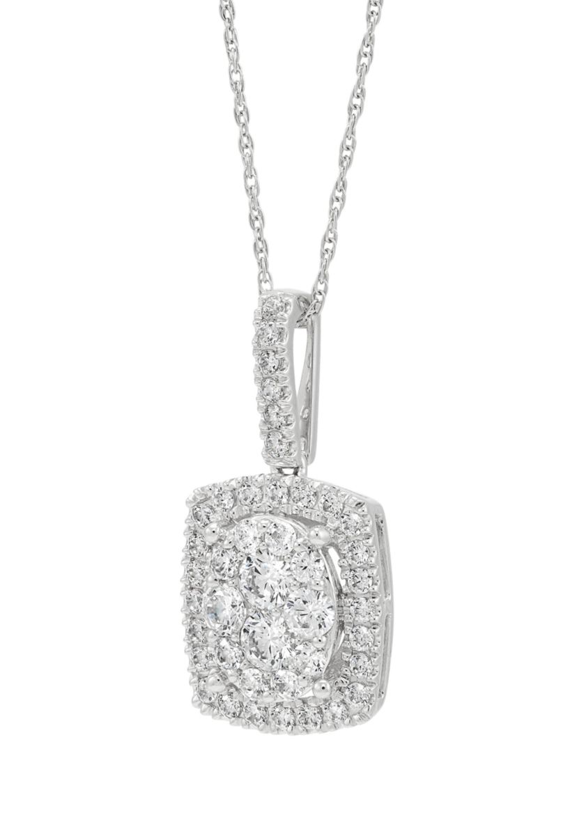  1 ct. t.w. Lab Created Diamond Pendant with 18" Box Chain in 10K White Gold