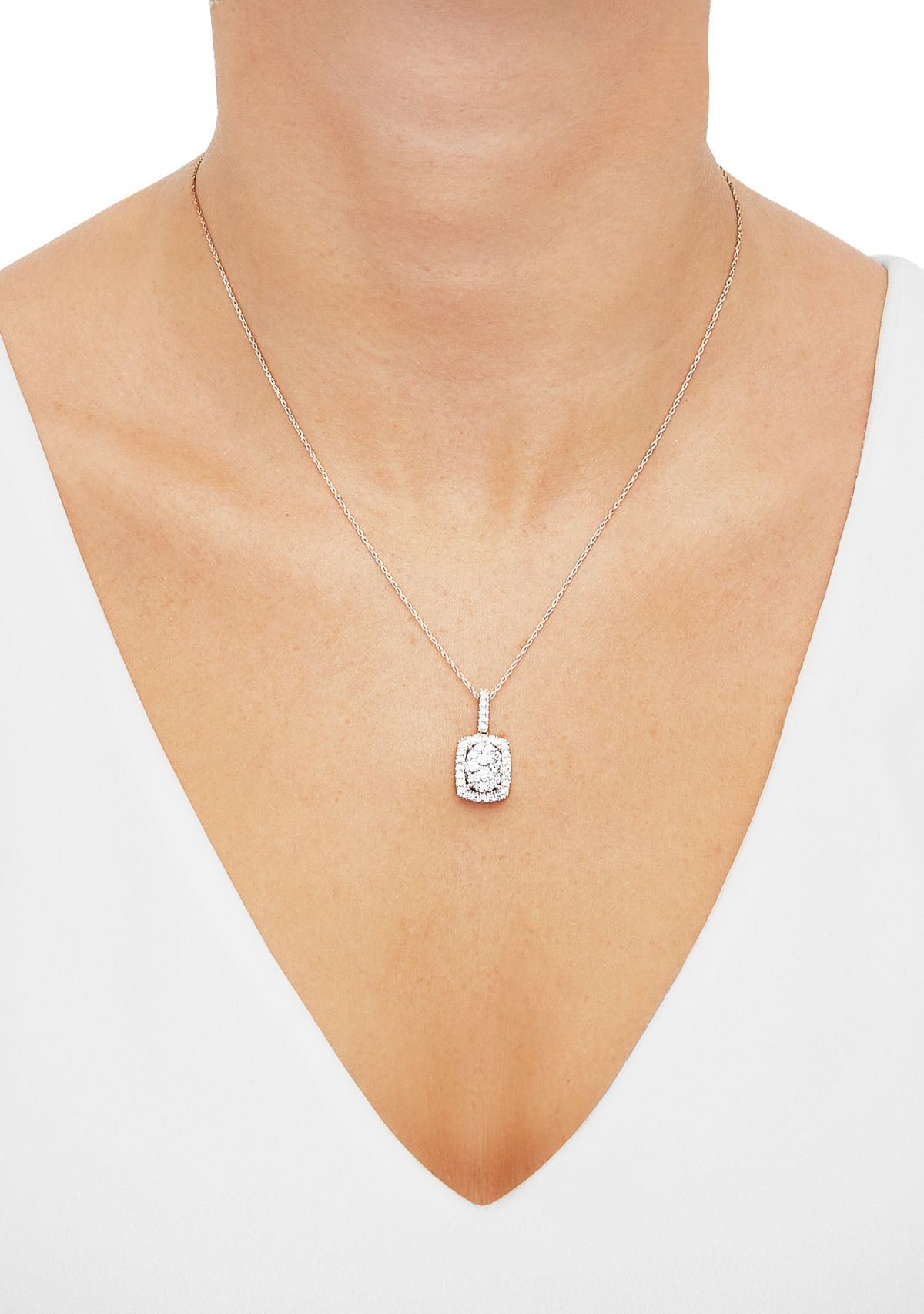  1 ct. t.w. Lab Created Diamond Pendant with 18" Box Chain in 10K White Gold