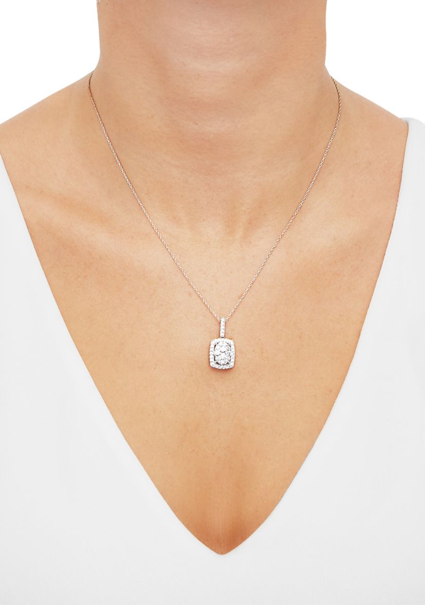  1 ct. t.w. Lab Created Diamond Pendant with 18" Box Chain in 10K White Gold