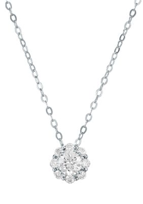 Belk & Co Lab Created 1/2 ct. t.w. Lab Diamond Pendant with 18"" Rolo Chain in 14K White Gold, 18 in -  0729367828408