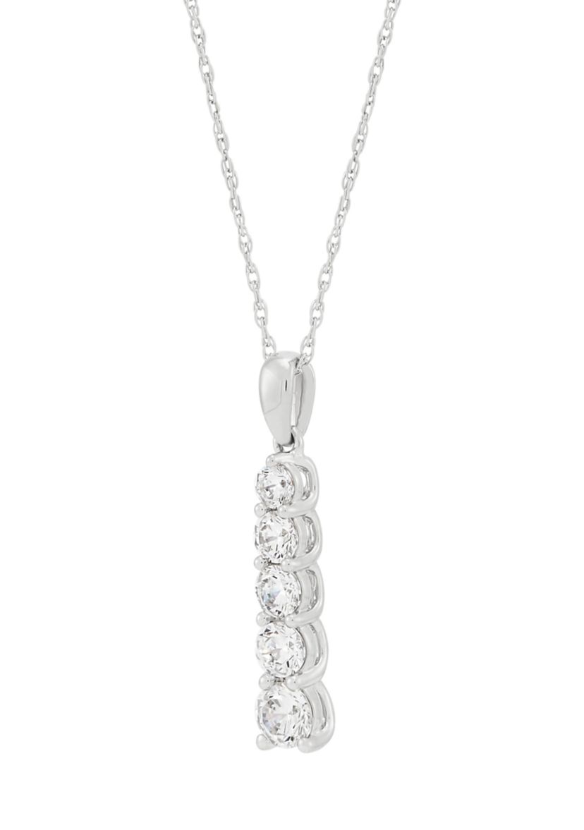 1 ct. t.w. Lab Grown Diamond Pendant with 18" Box Chain in 10K White Gold