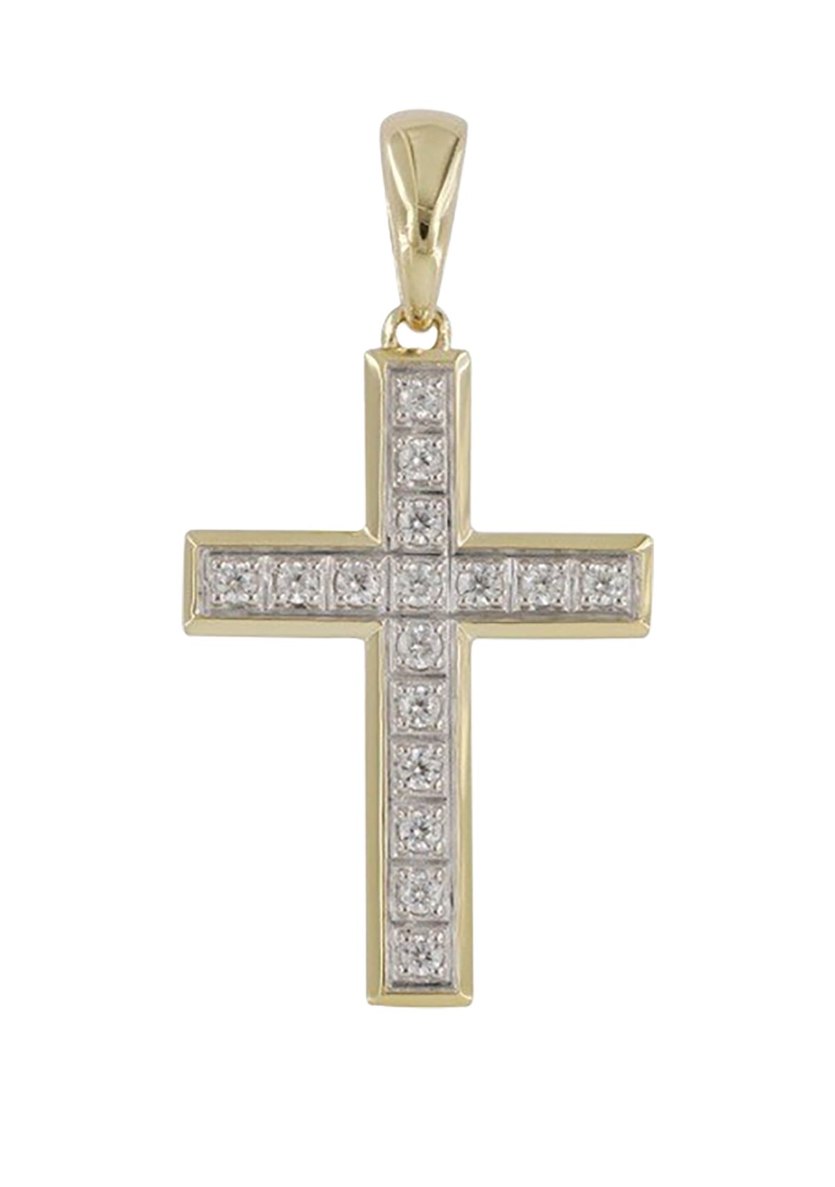 1/2 ct. t.w. Lab Created Diamond Cross Pendant Necklace with 18" Curb Chain in 10K Yellow Gold
