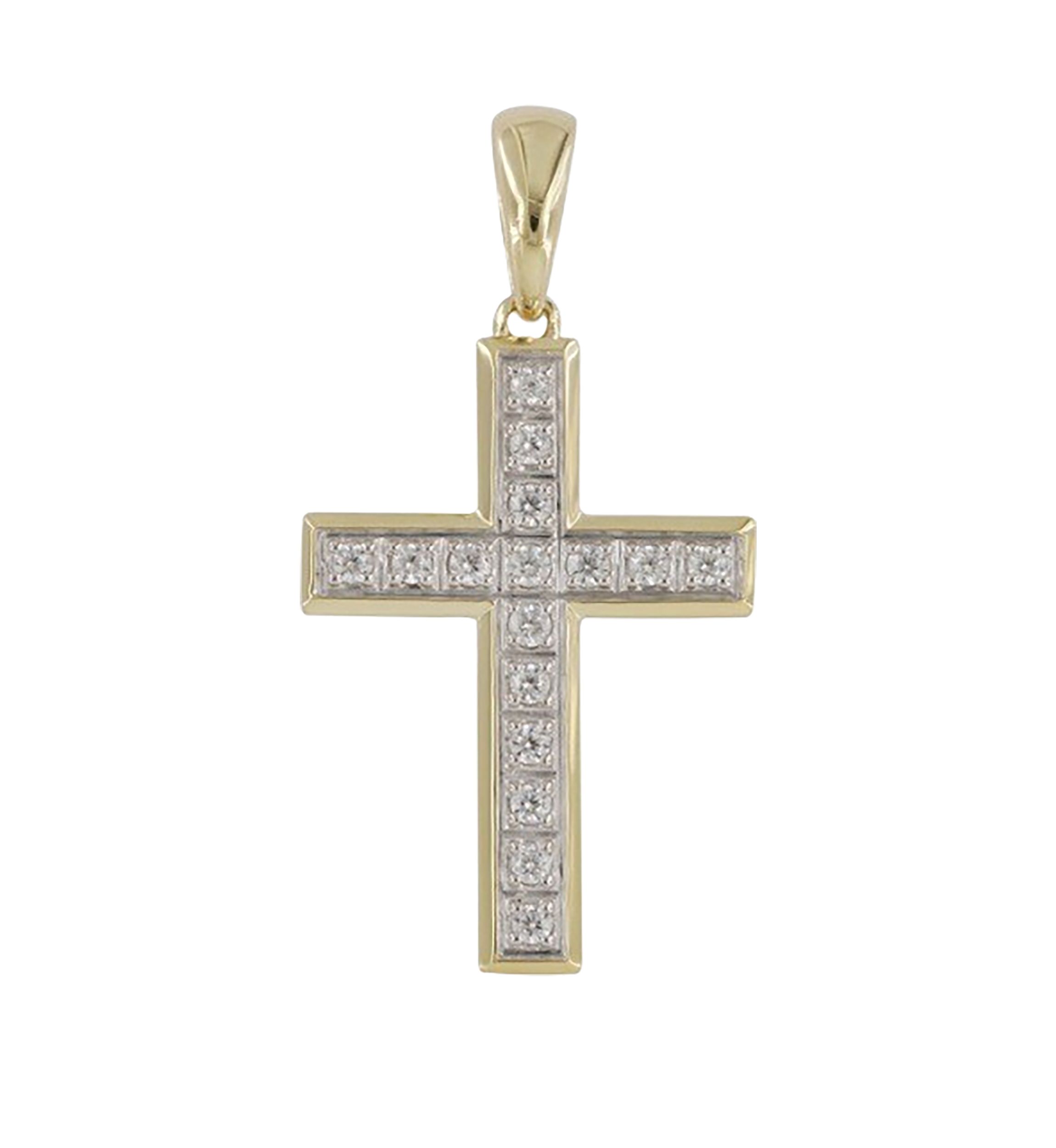 1/2 ct. t.w. Lab Created Diamond Cross Pendant Necklace with 18" Curb Chain in 10K Yellow Gold