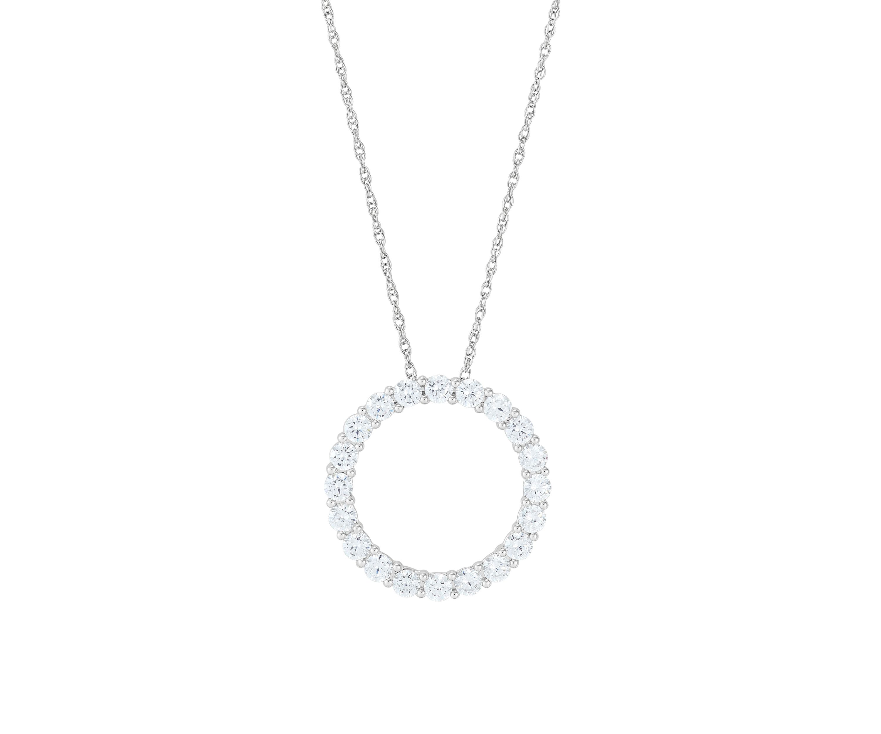 2 ct. t.w. Lab Grown Diamond Circle Pendant Necklace with 18" Singapore Chain in 10K White Gold