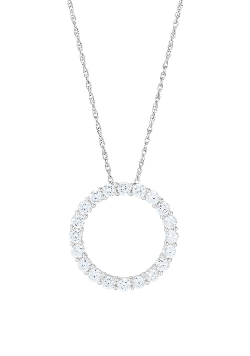 2 ct. t.w. Lab Grown Diamond Circle Pendant Necklace with 18" Singapore Chain in 10K White Gold