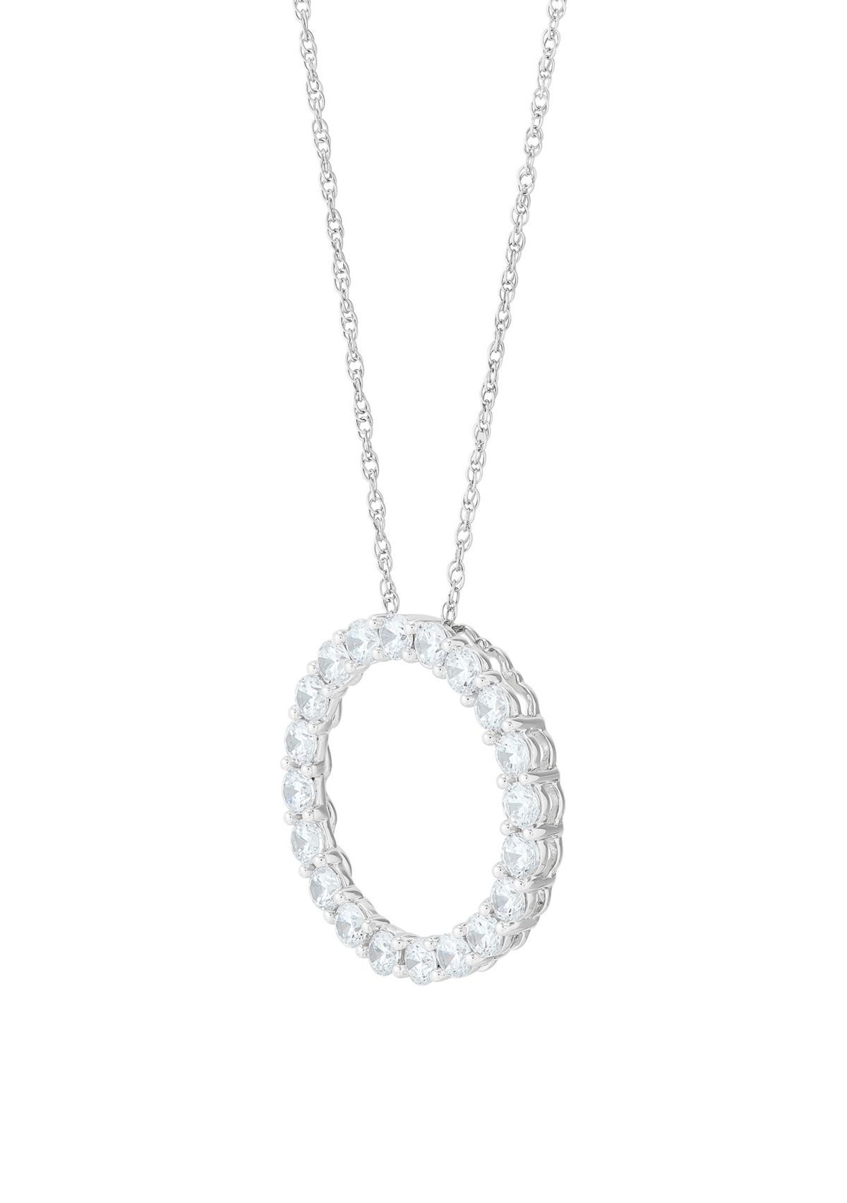 2 ct. t.w. Lab Grown Diamond Circle Pendant Necklace with 18" Singapore Chain in 10K White Gold