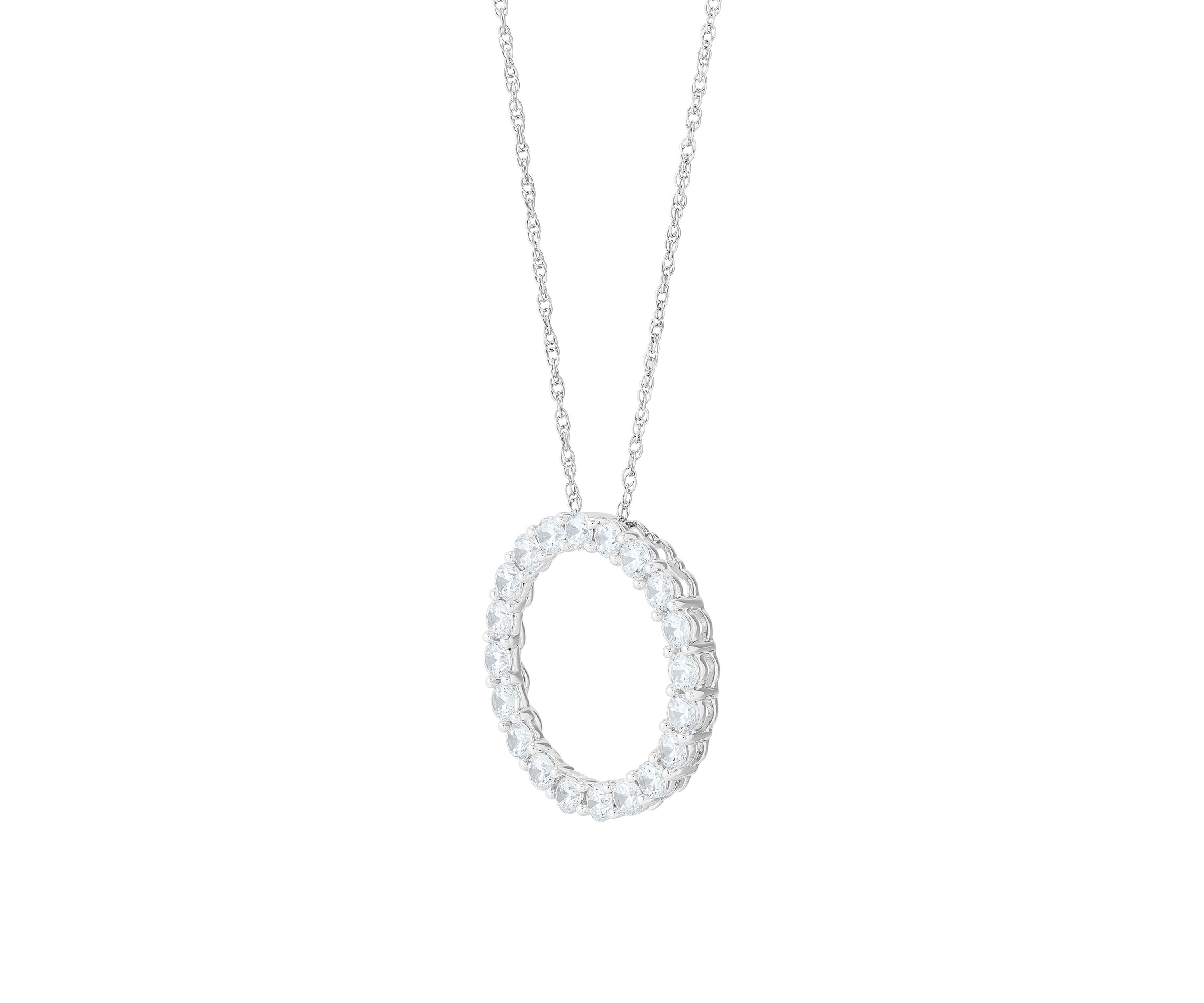 2 ct. t.w. Lab Grown Diamond Circle Pendant Necklace with 18" Singapore Chain in 10K White Gold