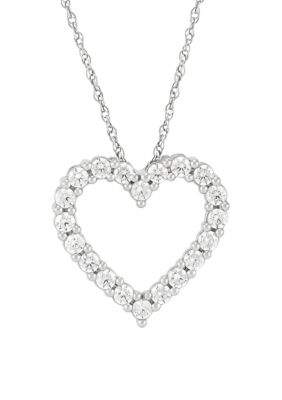 Belk & Co 1 ct. t.w. Lab Grown Diamond Heart Pendant Necklace with 18" Singapore Chain in 10K White Gold, 18 in