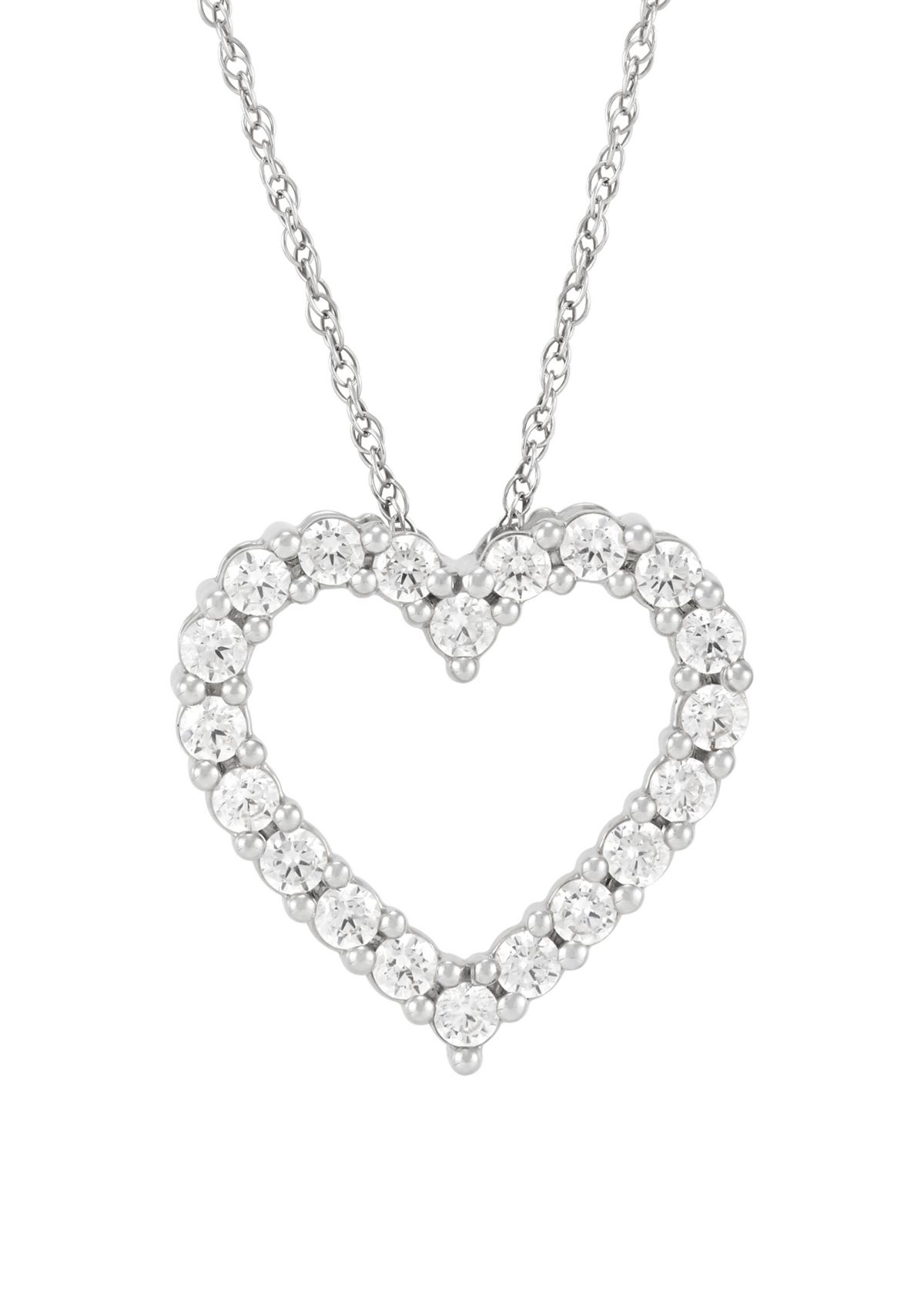 1 ct. t.w. Lab Grown Diamond Heart Pendant Necklace with 18" Singapore Chain in 10K White Gold