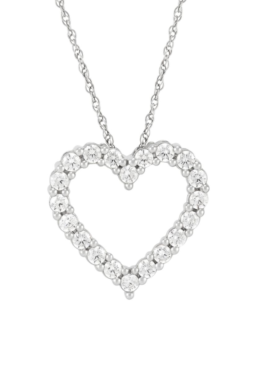 1 ct. t.w. Lab Grown Diamond Heart Pendant Necklace with 18" Singapore Chain in 10K White Gold