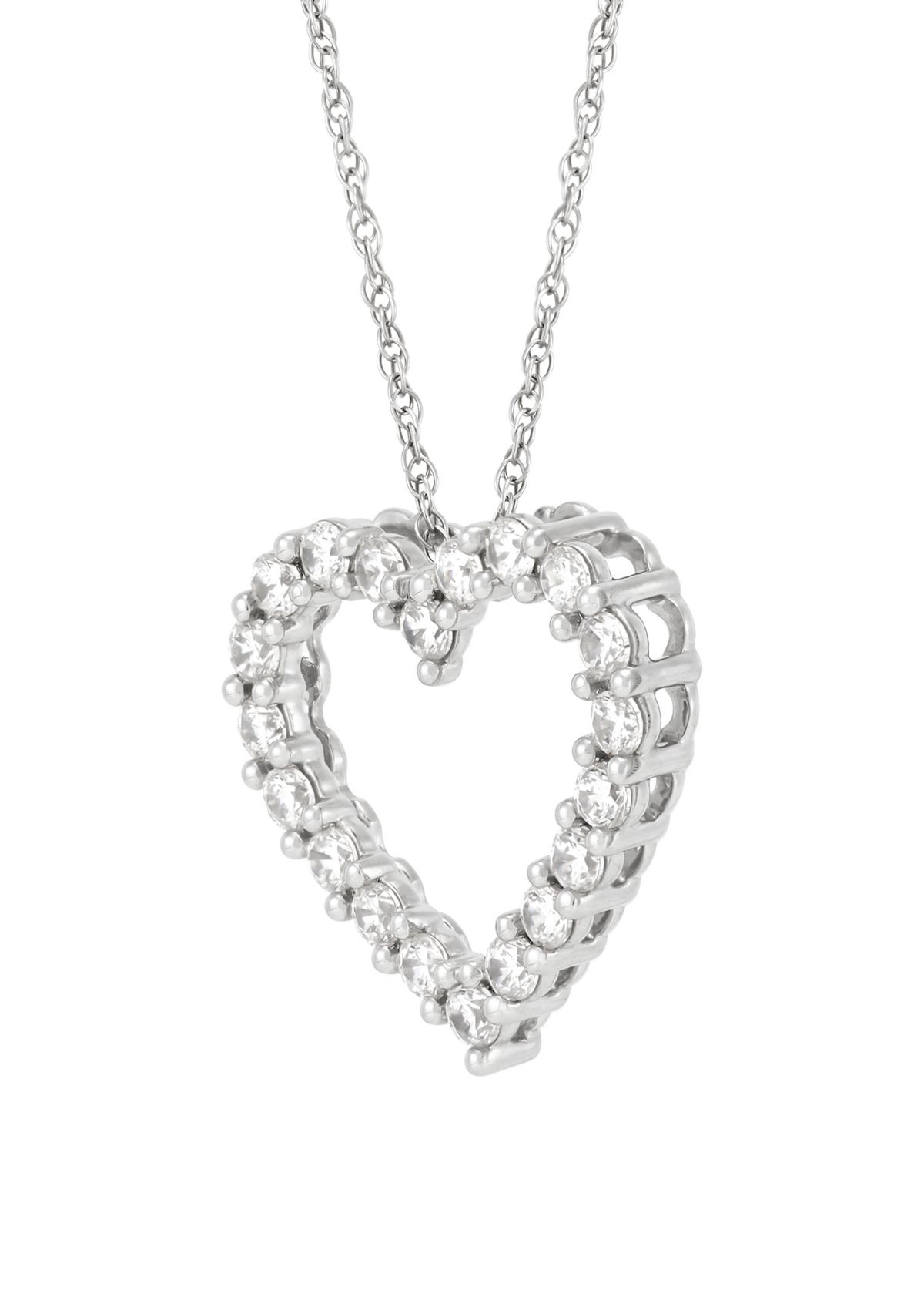 1 ct. t.w. Lab Grown Diamond Heart Pendant Necklace with 18" Singapore Chain in 10K White Gold