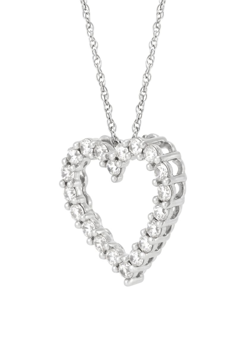 1 ct. t.w. Lab Grown Diamond Heart Pendant Necklace with 18" Singapore Chain in 10K White Gold