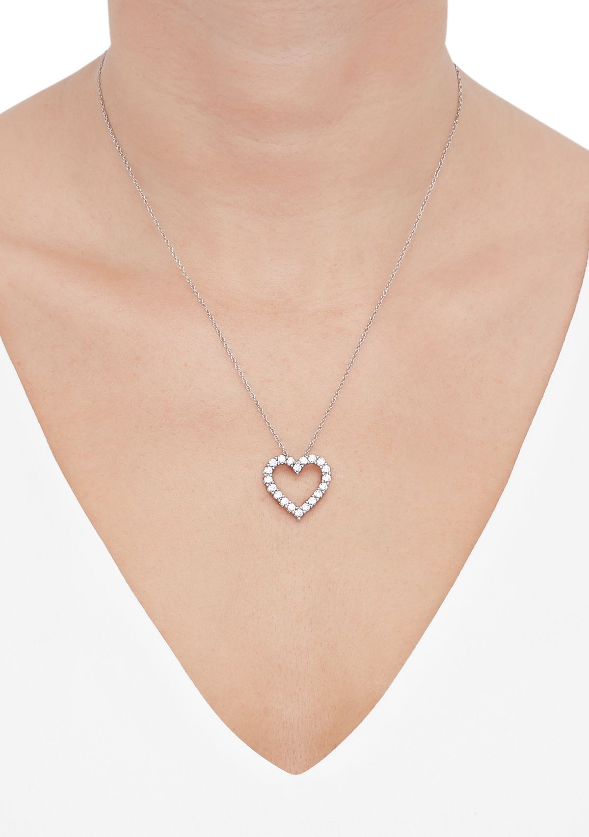 1 ct. t.w. Lab Grown Diamond Heart Pendant Necklace with 18" Singapore Chain in 10K White Gold