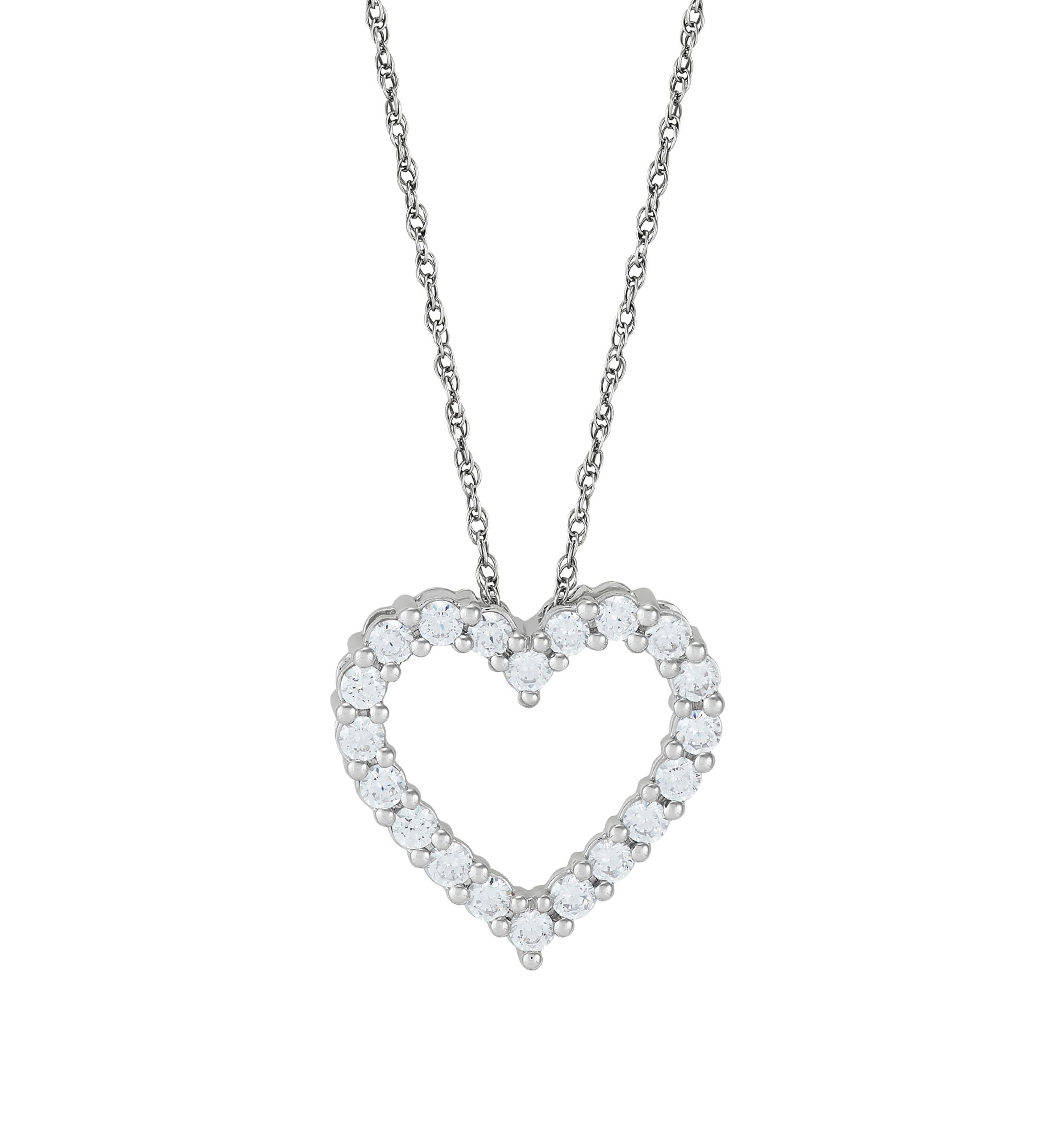 1 ct. t.w. Lab Grown Diamond Heart Pendant Necklace with 18" Cable Chain in Sterling Silver
