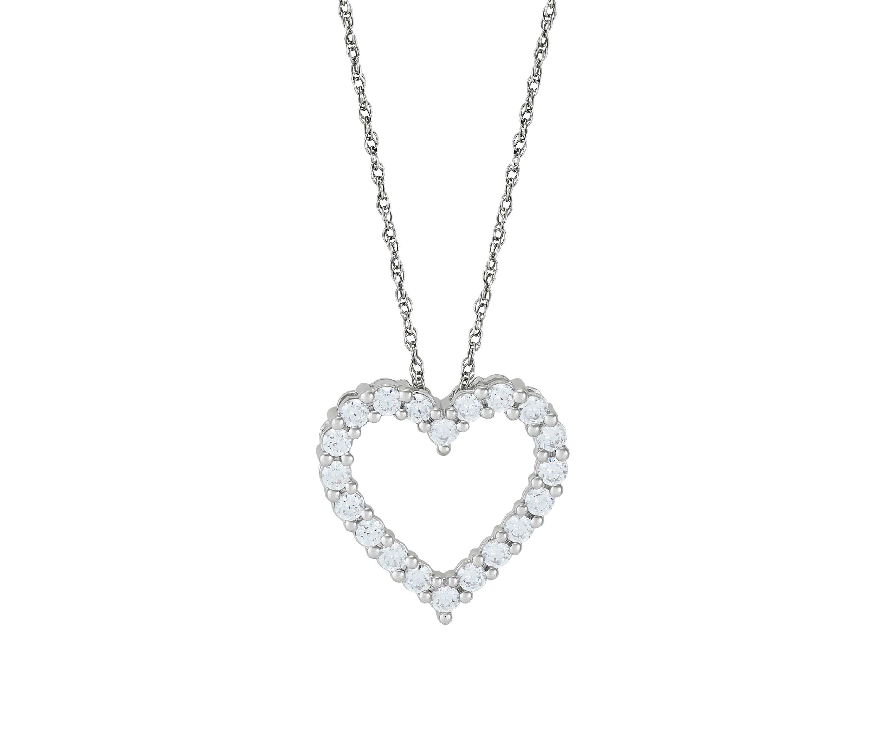 1 ct. t.w. Lab Grown Diamond Heart Pendant Necklace with 18" Cable Chain in Sterling Silver