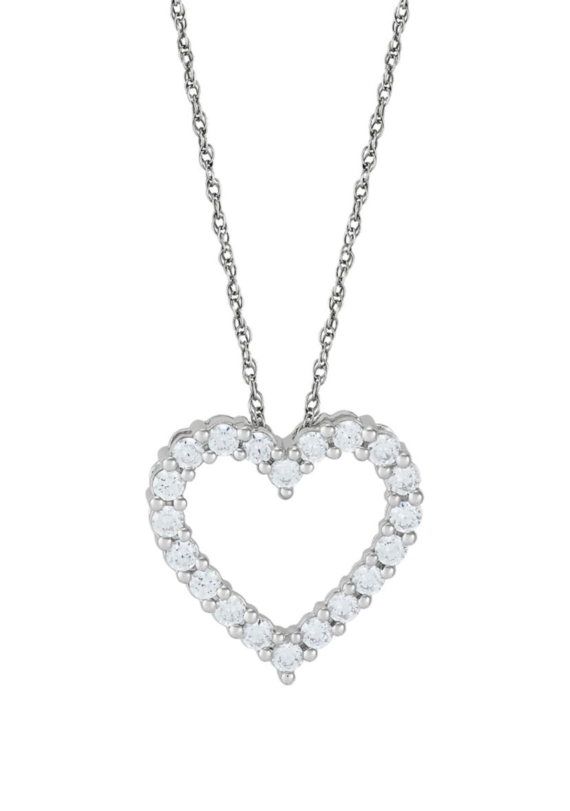1 ct. t.w. Lab Grown Diamond Heart Pendant Necklace with 18" Cable Chain in Sterling Silver
