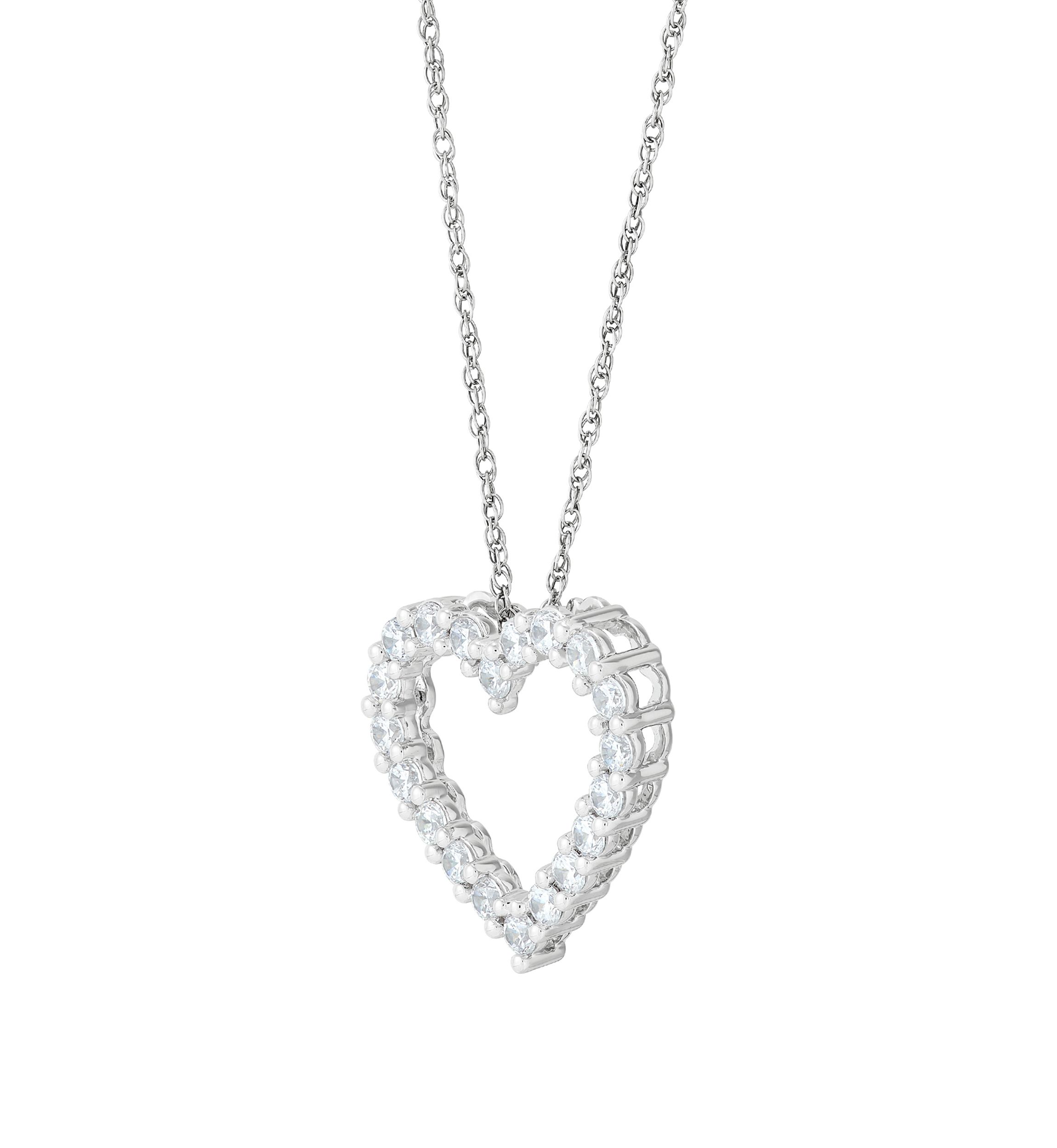 1 ct. t.w. Lab Grown Diamond Heart Pendant Necklace with 18" Cable Chain in Sterling Silver