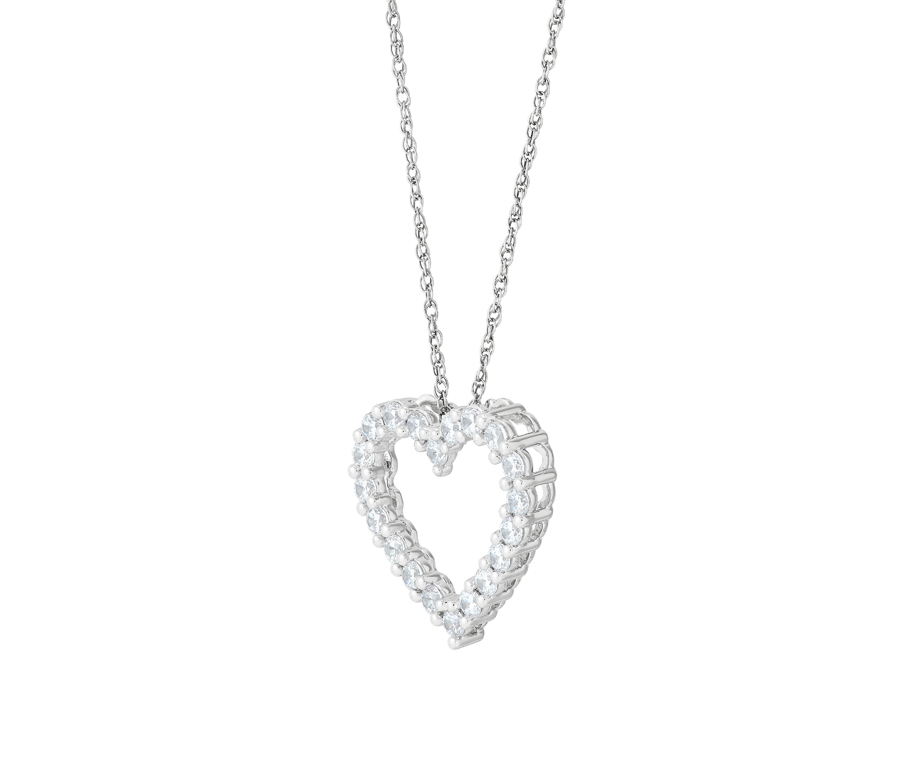 1 ct. t.w. Lab Grown Diamond Heart Pendant Necklace with 18" Cable Chain in Sterling Silver