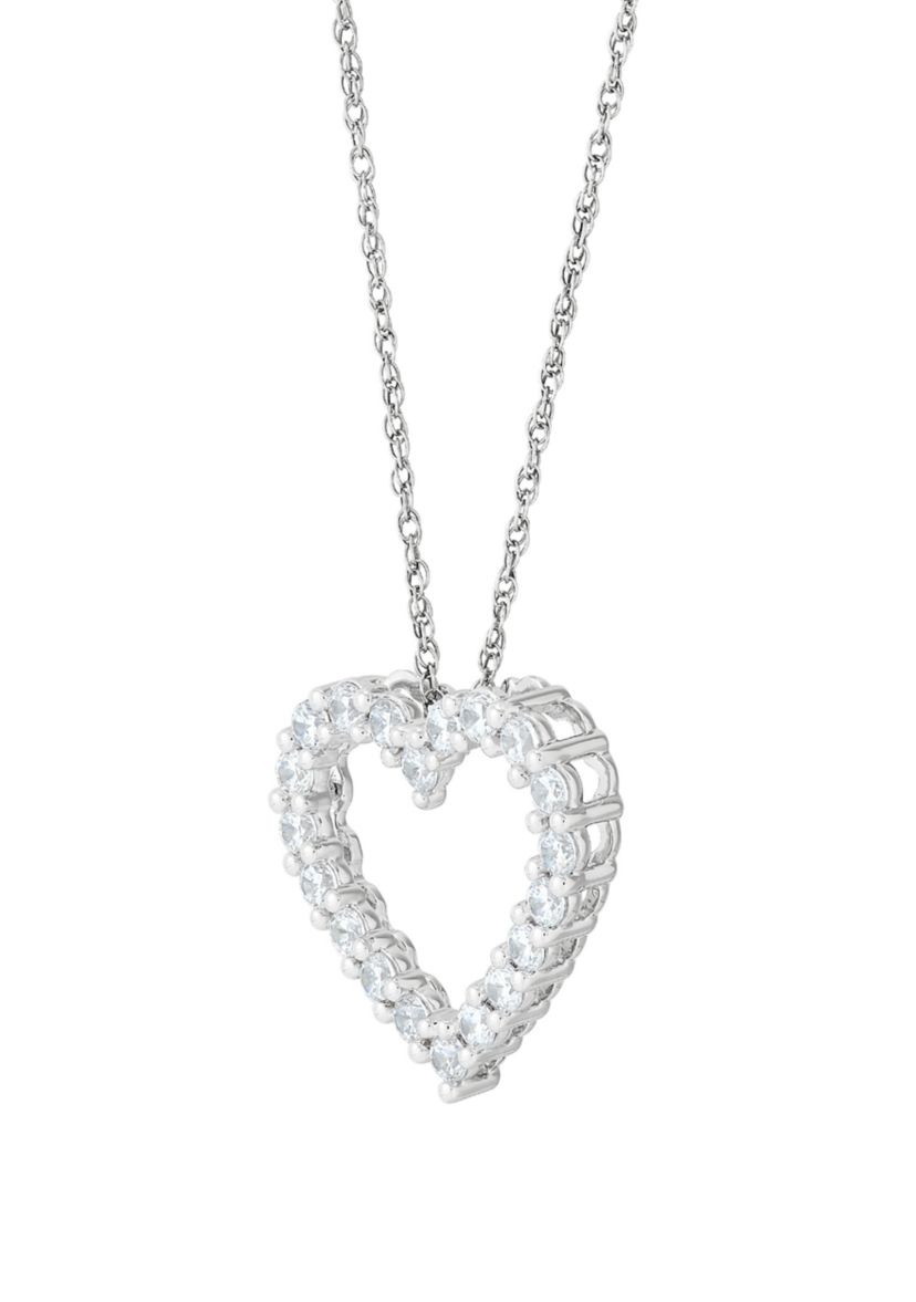 1 ct. t.w. Lab Grown Diamond Heart Pendant Necklace with 18" Cable Chain in Sterling Silver