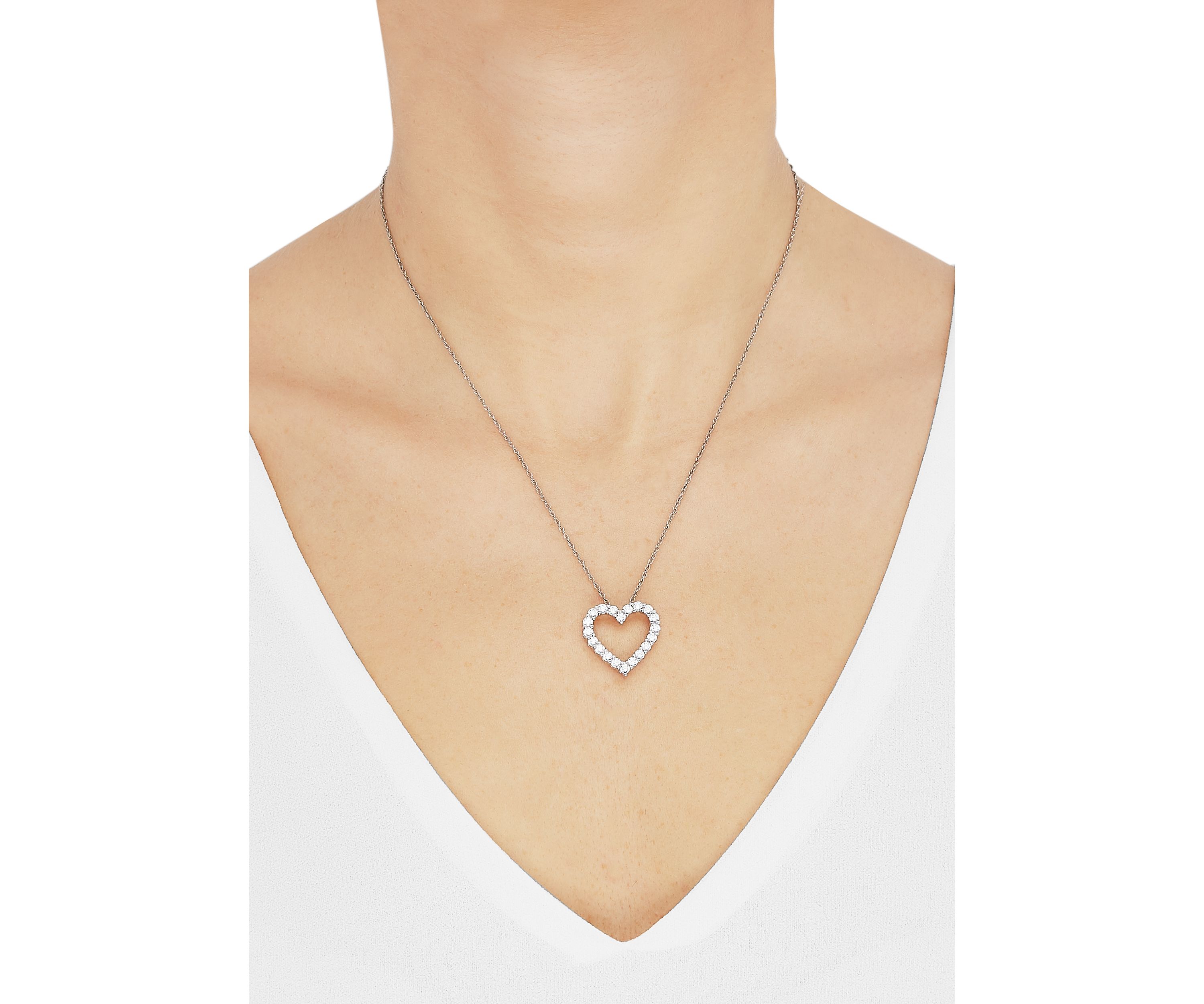 1 ct. t.w. Lab Grown Diamond Heart Pendant Necklace with 18" Cable Chain in Sterling Silver
