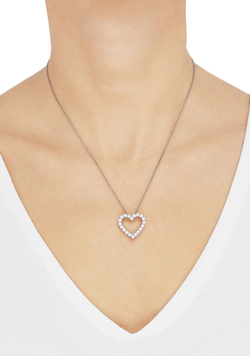 1 ct. t.w. Lab Grown Diamond Heart Pendant Necklace with 18" Cable Chain in Sterling Silver