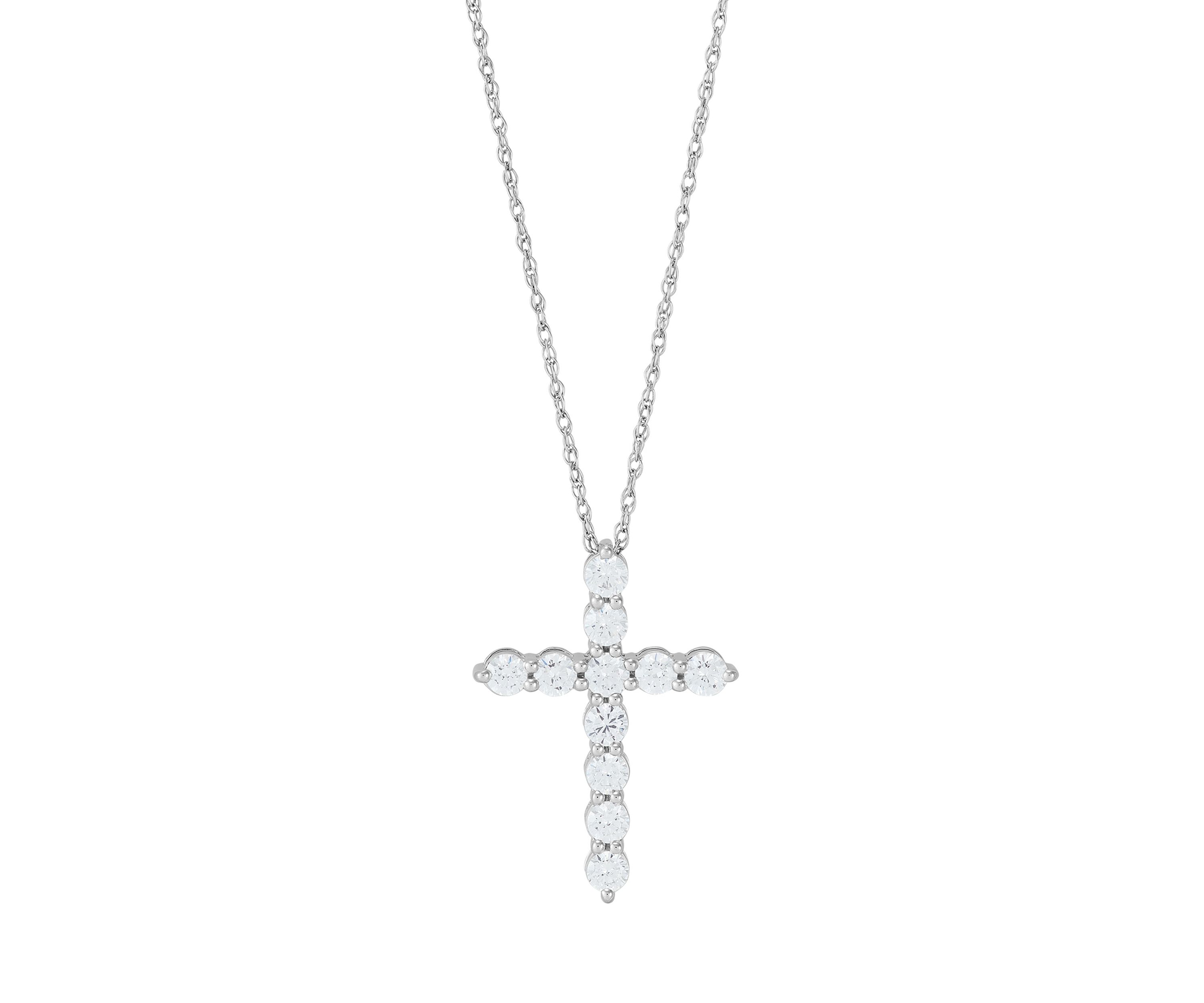 1/2 ct. t.w. Lab Grown Diamond Cross Pendant Necklace with 18" Perfectina Chain in 10K White Gold