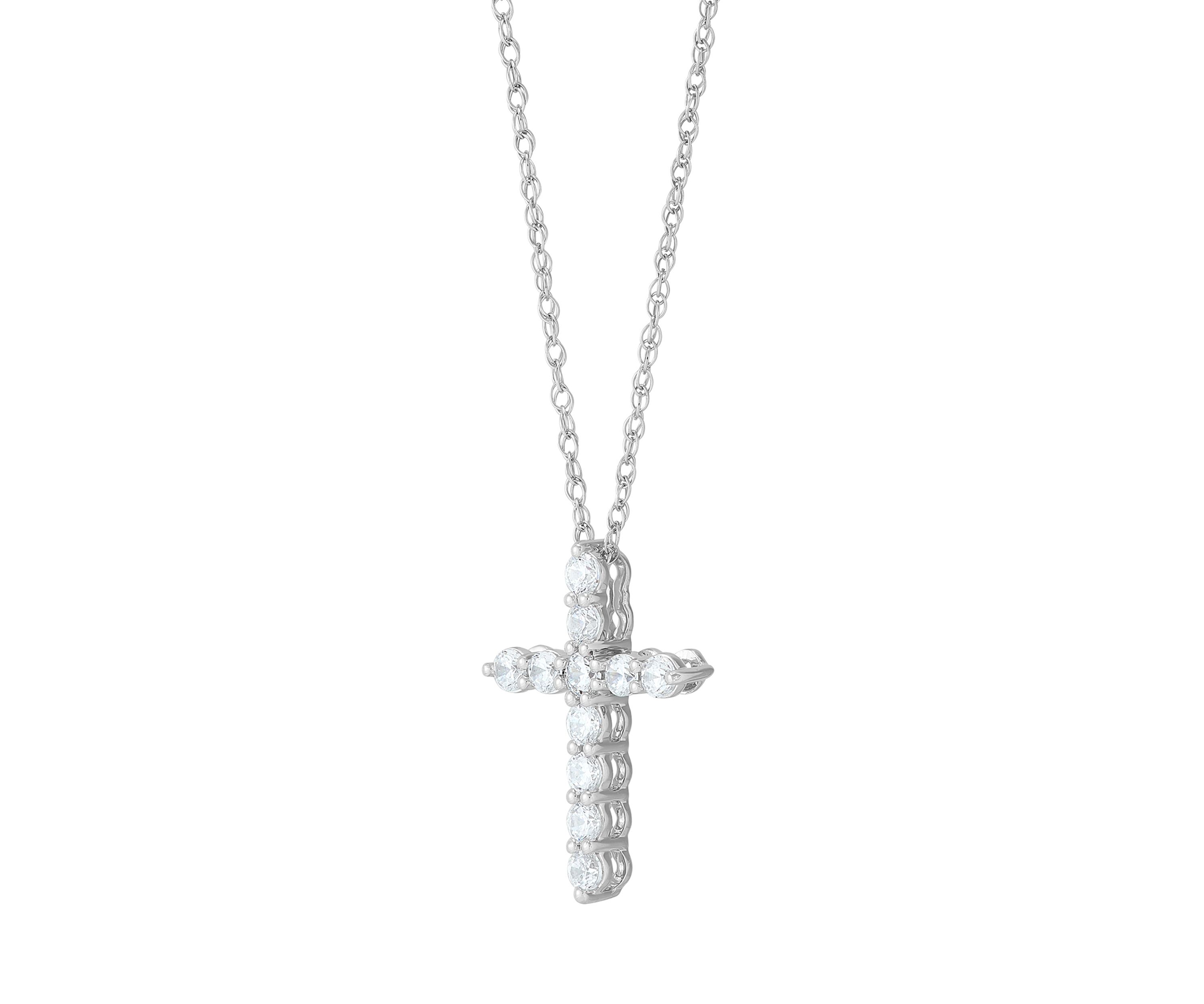 1/2 ct. t.w. Lab Grown Diamond Cross Pendant Necklace with 18" Perfectina Chain in 10K White Gold