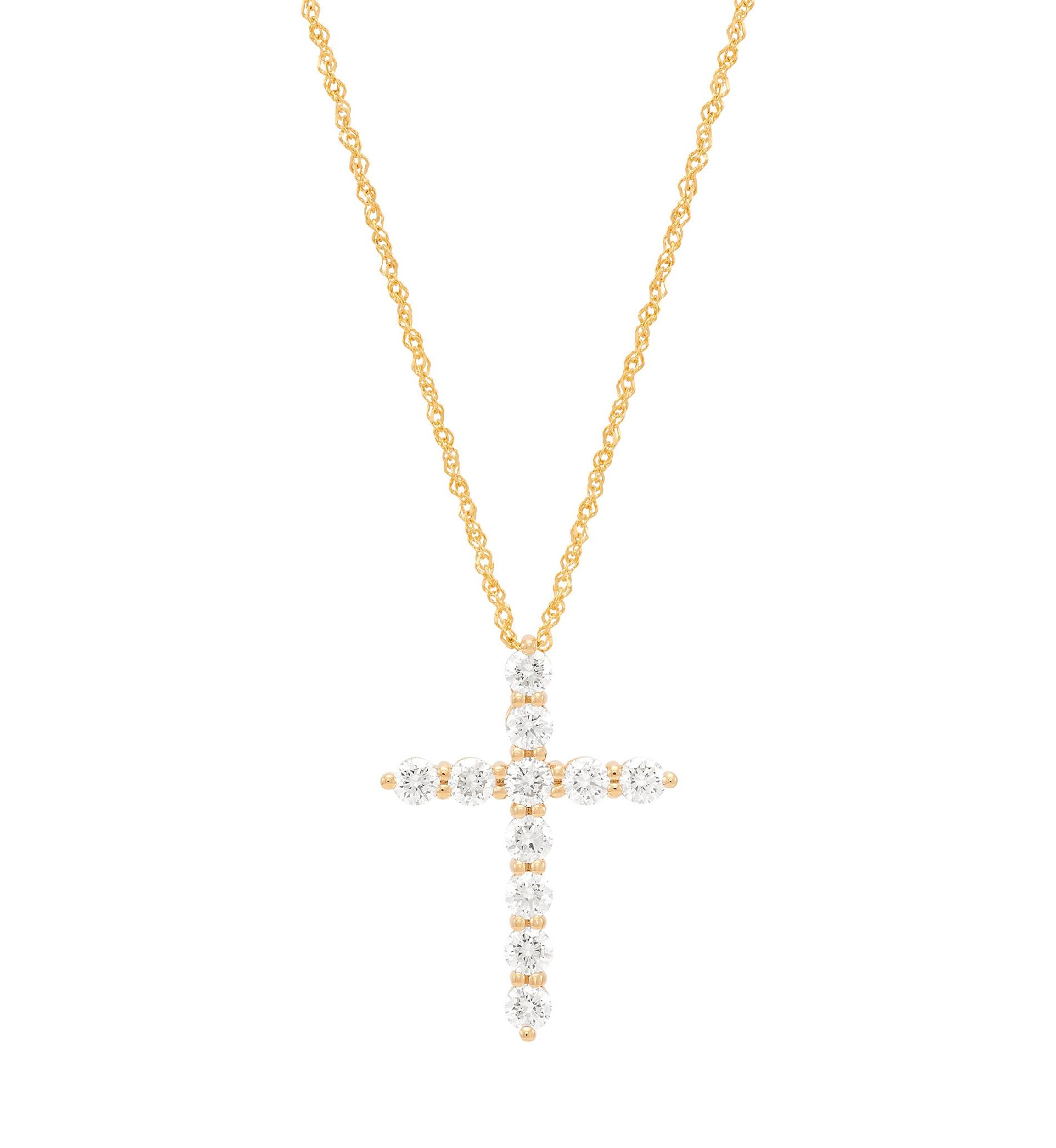 1 ct. t.w. Lab Grown Diamond Cross Pendant with 18" Rope Chain in 10K Yellow Gold