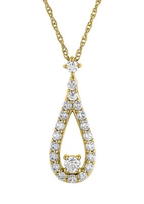 Belk & Co 1/2 Ct. T.w. Lab Created Diamond Pendant Necklace With 18"" Rope Chain In 10K Yellow Gold