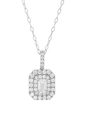 Belk & Co 1 ct. t.w. Lab Grown Diamond Pendant Necklace with 18" Rope Chain in 10K White Gold, 18 in