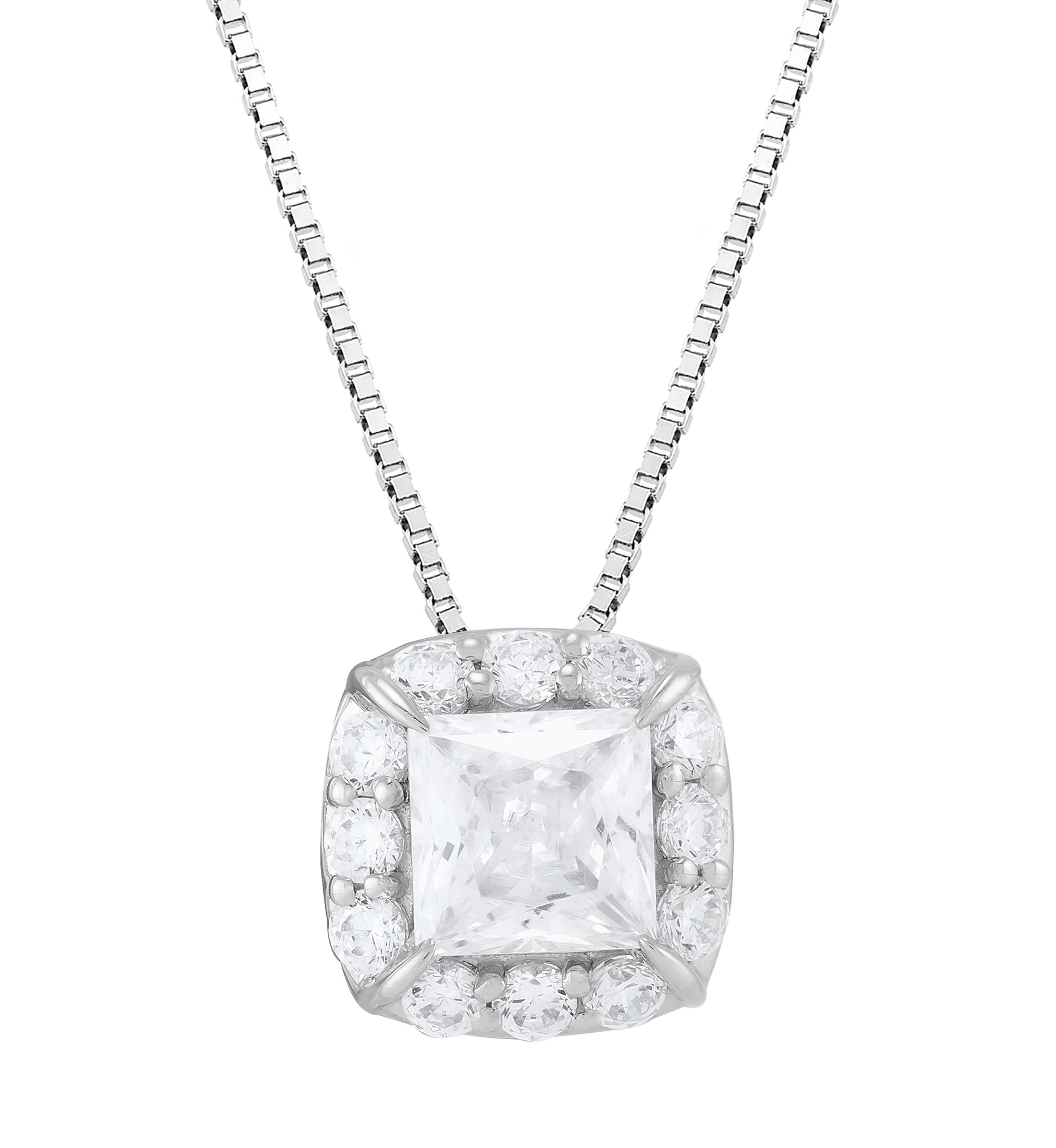 1 ct. t.w. Lab Grown Diamond Pendant with 18" Box Chain in 10K White Gold