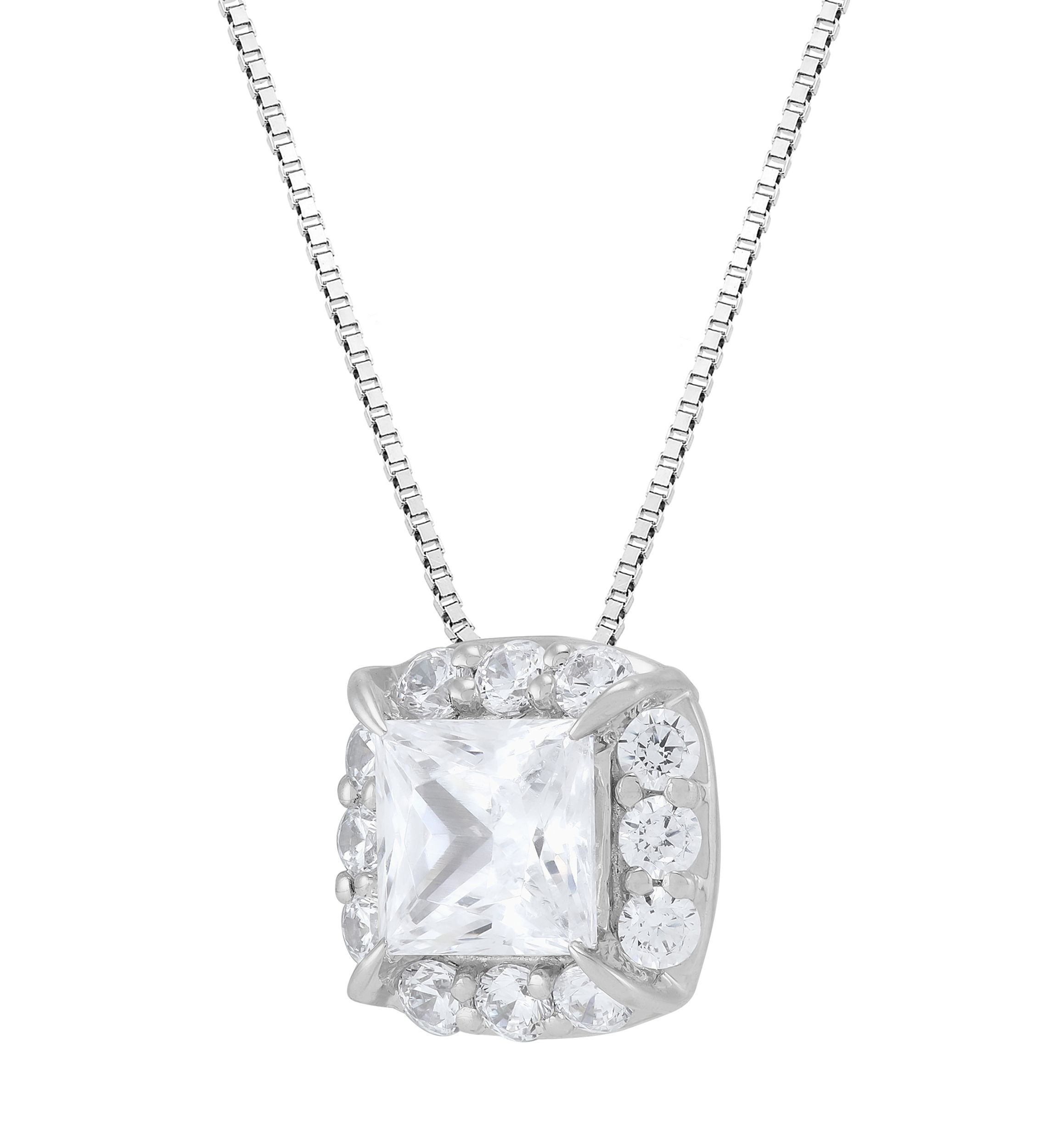1 ct. t.w. Lab Grown Diamond Pendant with 18" Box Chain in 10K White Gold