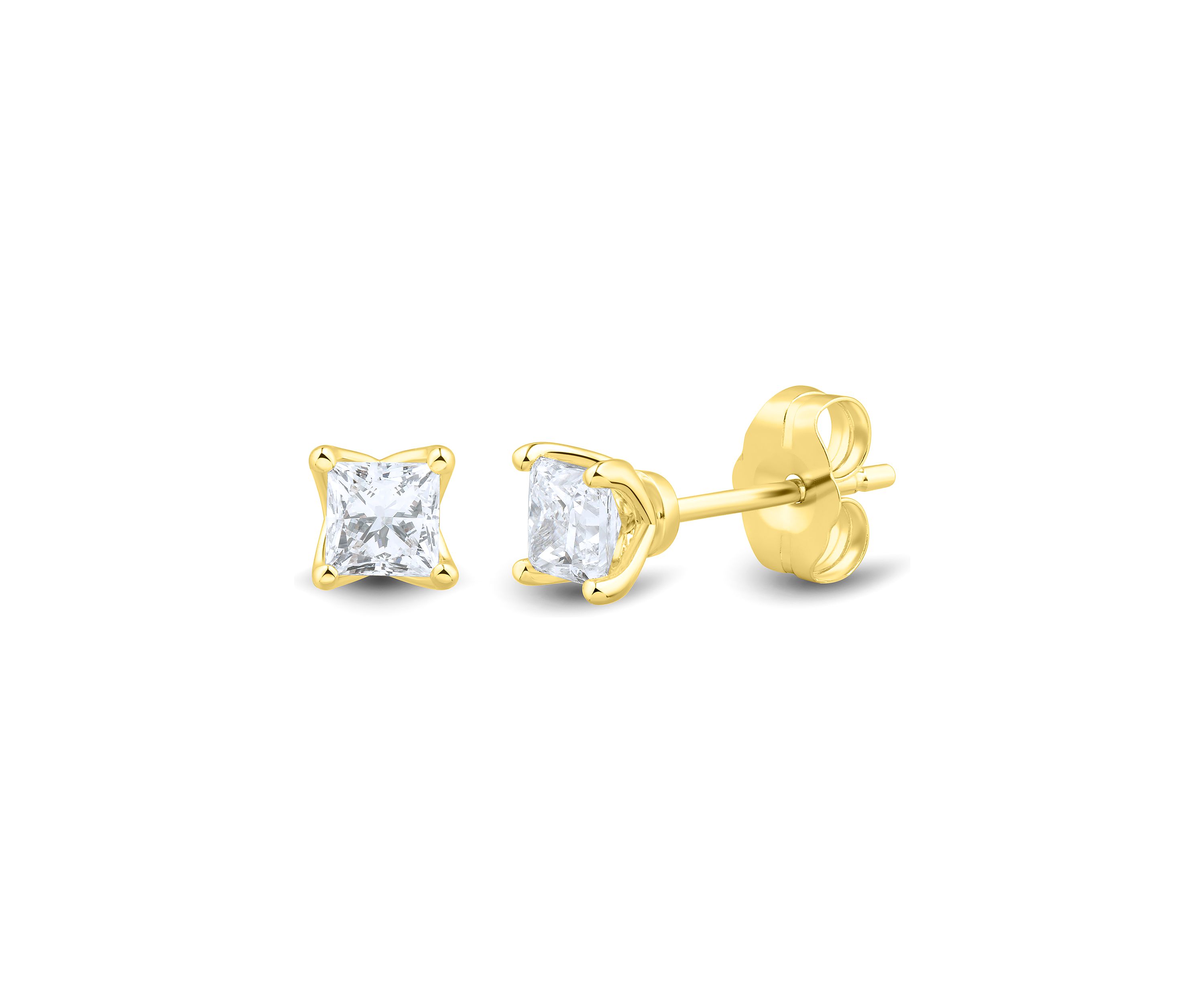1/2 ct. t.w. Lab Created Diamond Princess Cut Stud Earrings in 14K Yellow Gold