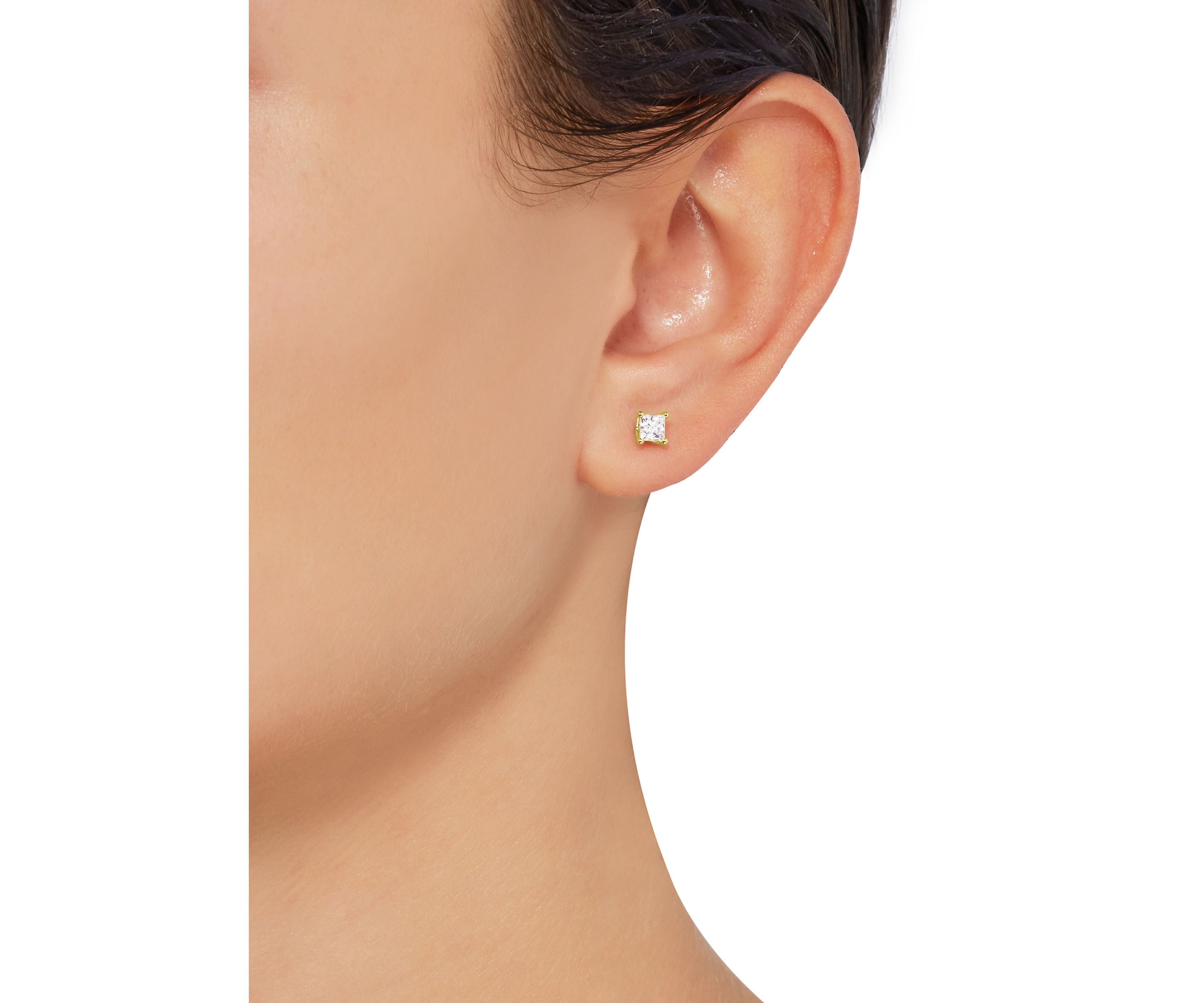 1/2 ct. t.w. Lab Created Diamond Princess Cut Stud Earrings in 14K Yellow Gold