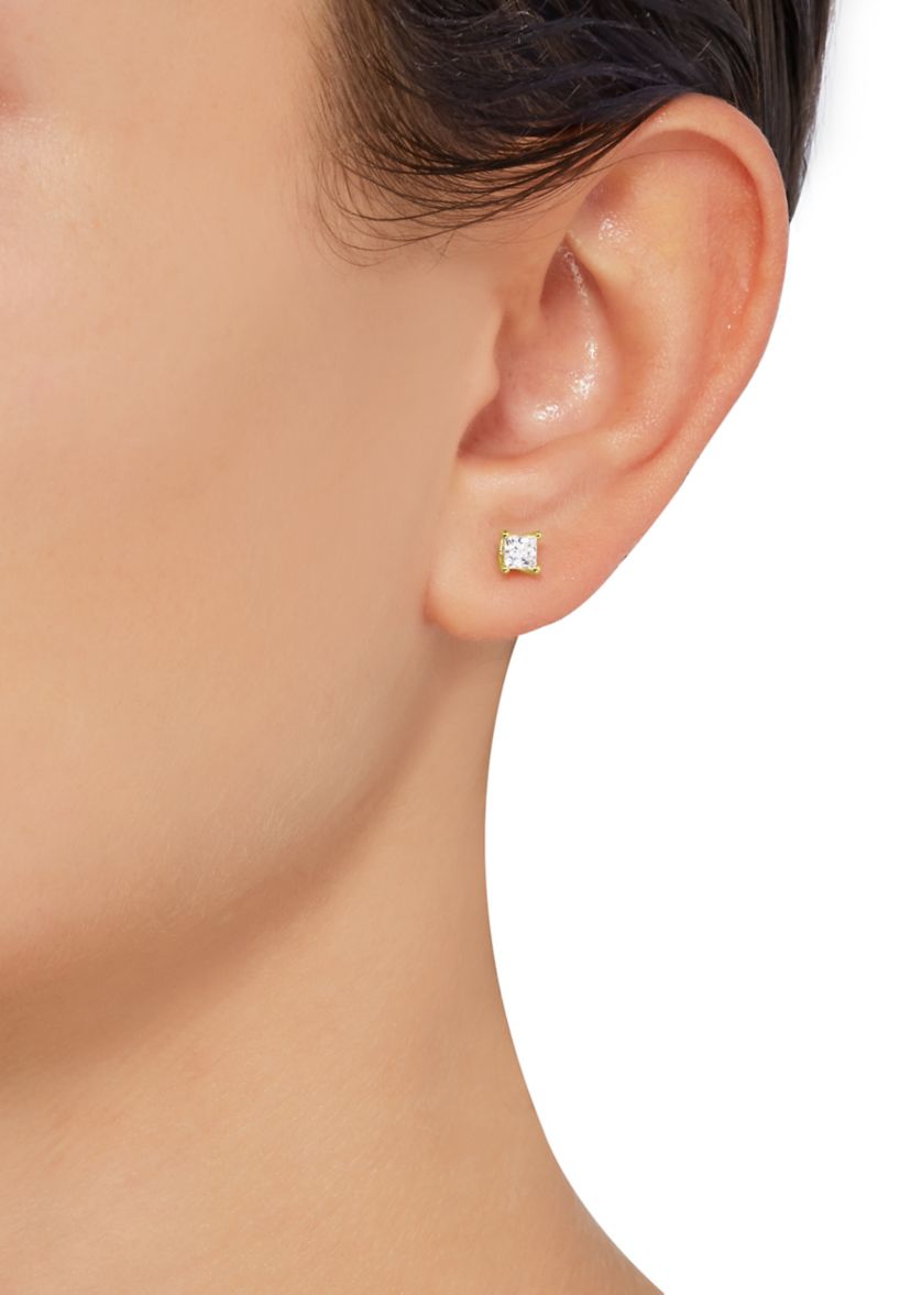 1/2 ct. t.w. Lab Created Diamond Princess Cut Stud Earrings in 14K Yellow Gold