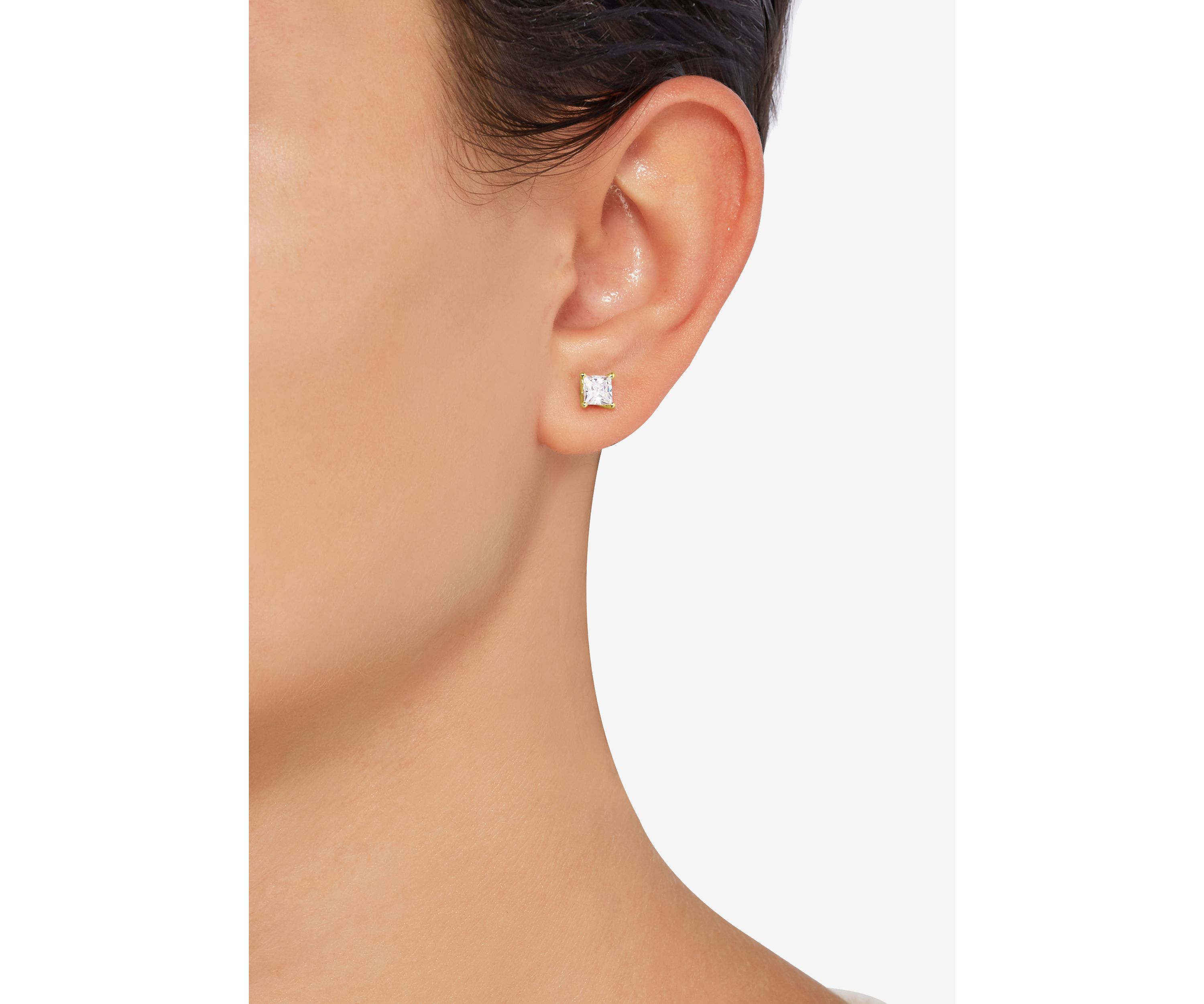 1 ct. t.w. Lab Created Diamond Princess Stud Earrings in 14K Yellow Gold
