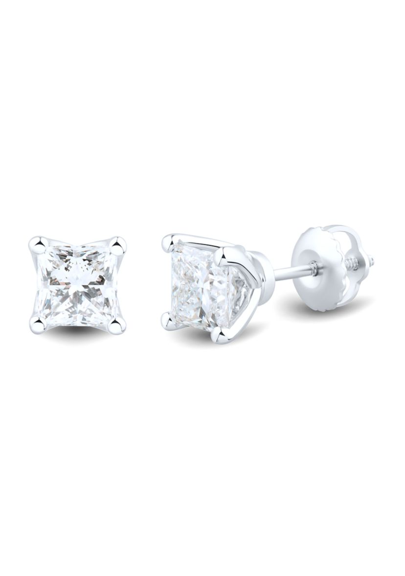 1.5 ct. t.w. Lab Created Diamond Princess Cut Stud Earrings in 14K White Gold