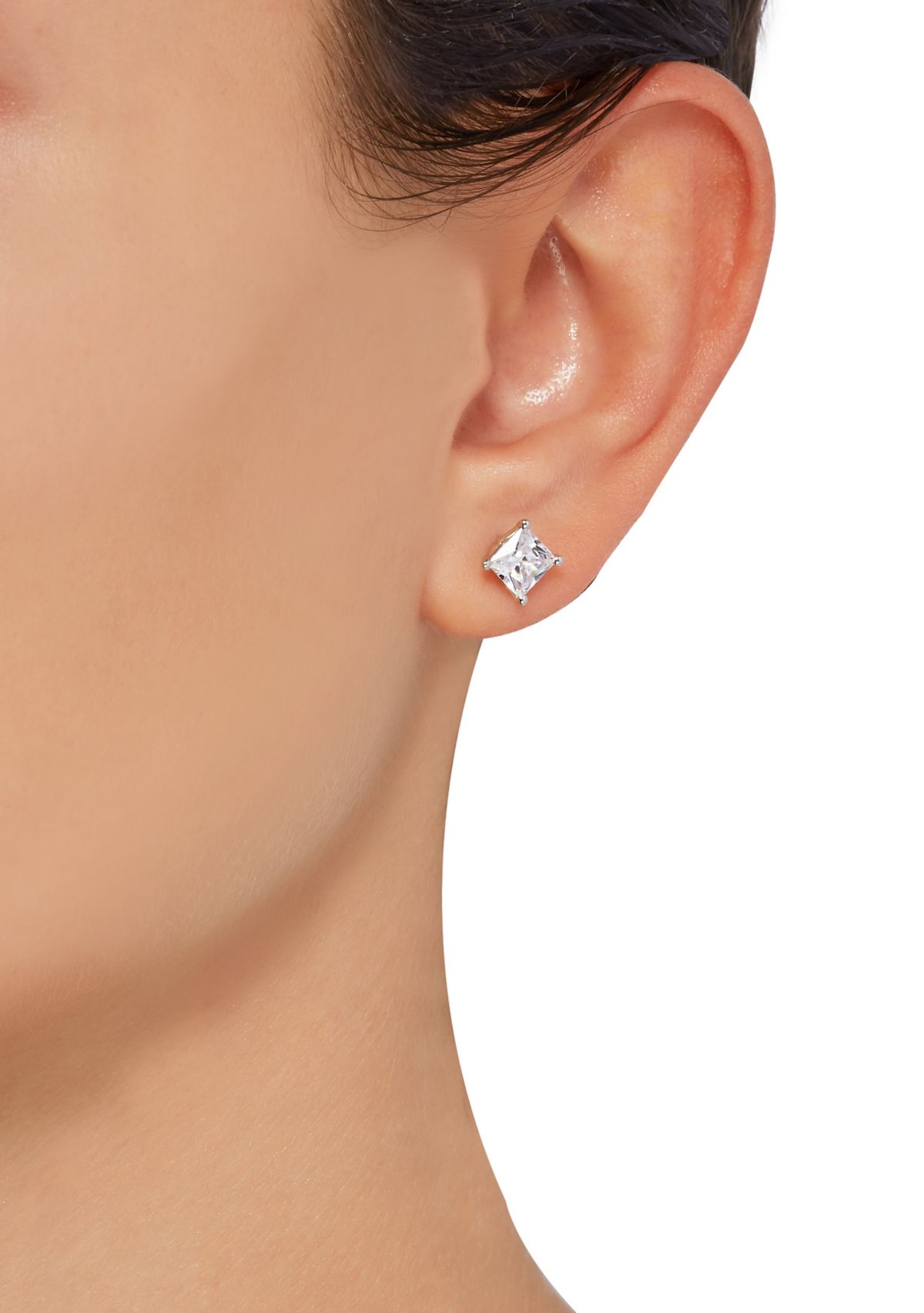 1.5 ct. t.w. Lab Created Diamond Princess Cut Stud Earrings in 14K White Gold