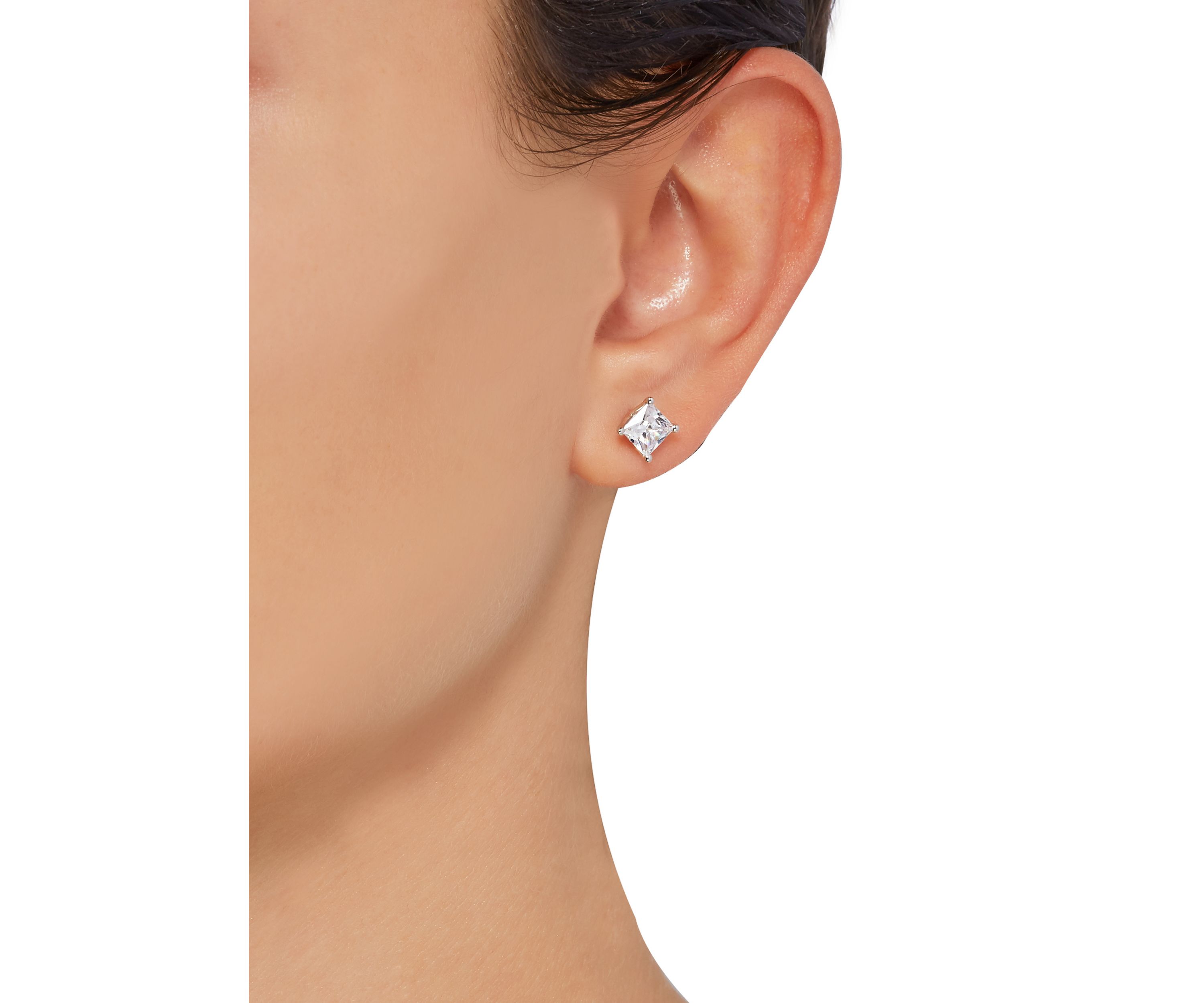 1.5 ct. t.w. Lab Created Diamond Princess Cut Stud Earrings in 14K White Gold