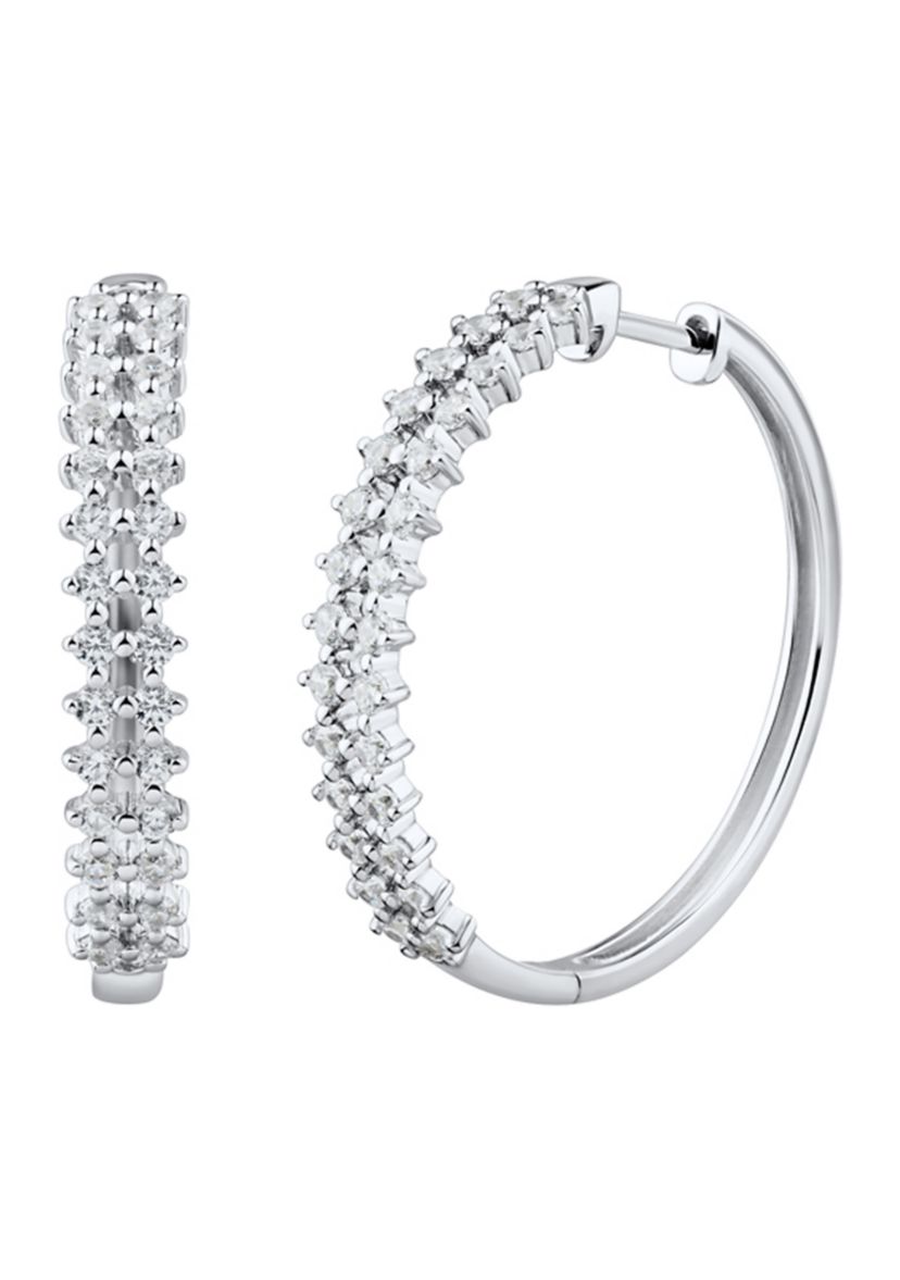 1 ct. t.w. Lab Grown Diamond Hoop Earrings in Sterling Silver