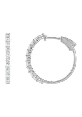 Belk & Co 1 ct. t.w. Lab Grown Diamond Hoop Earrings in 10K White Gold